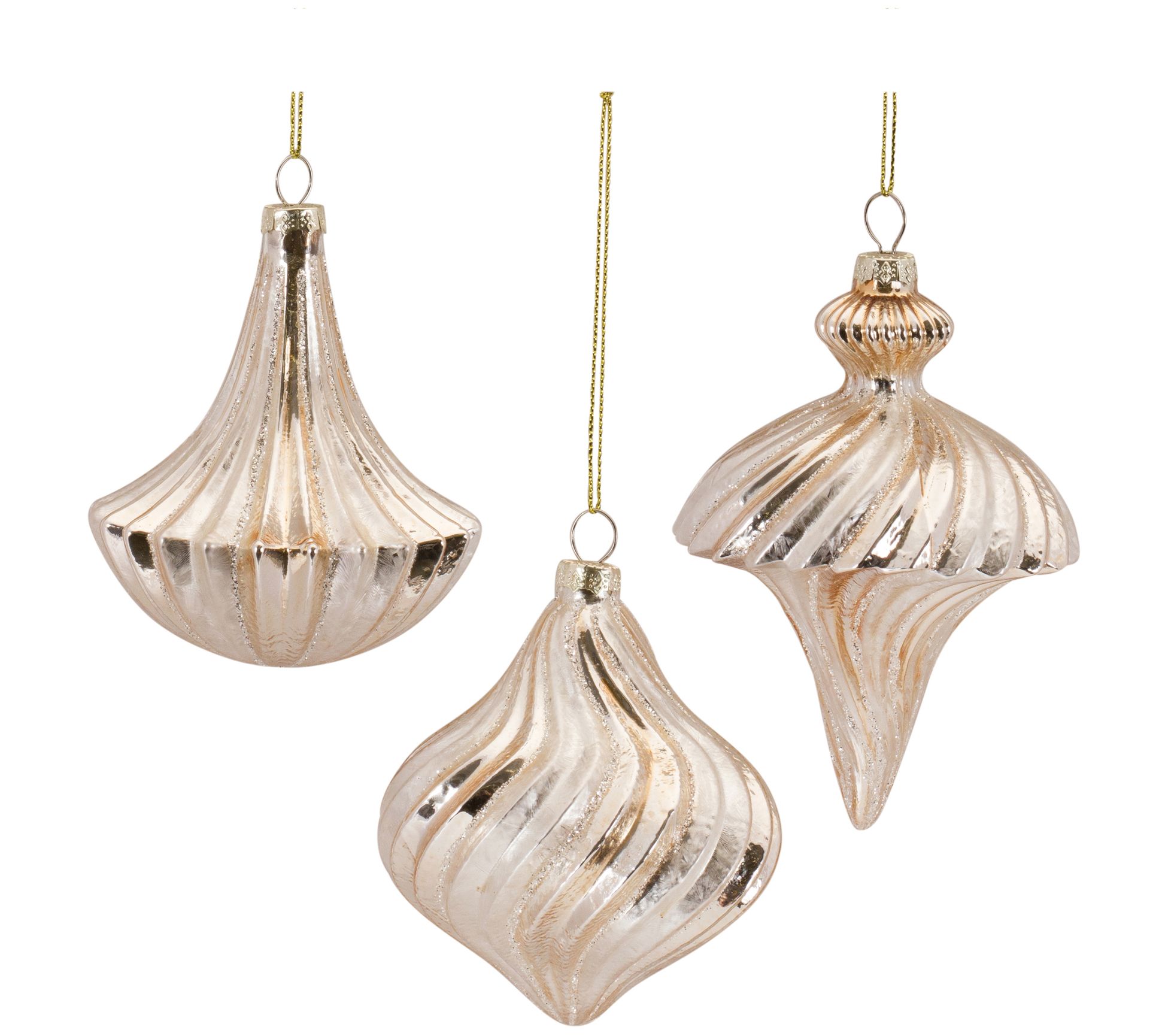 Melrose Ribbed Swirl Glass Ornament (Set of 6) - QVC.com