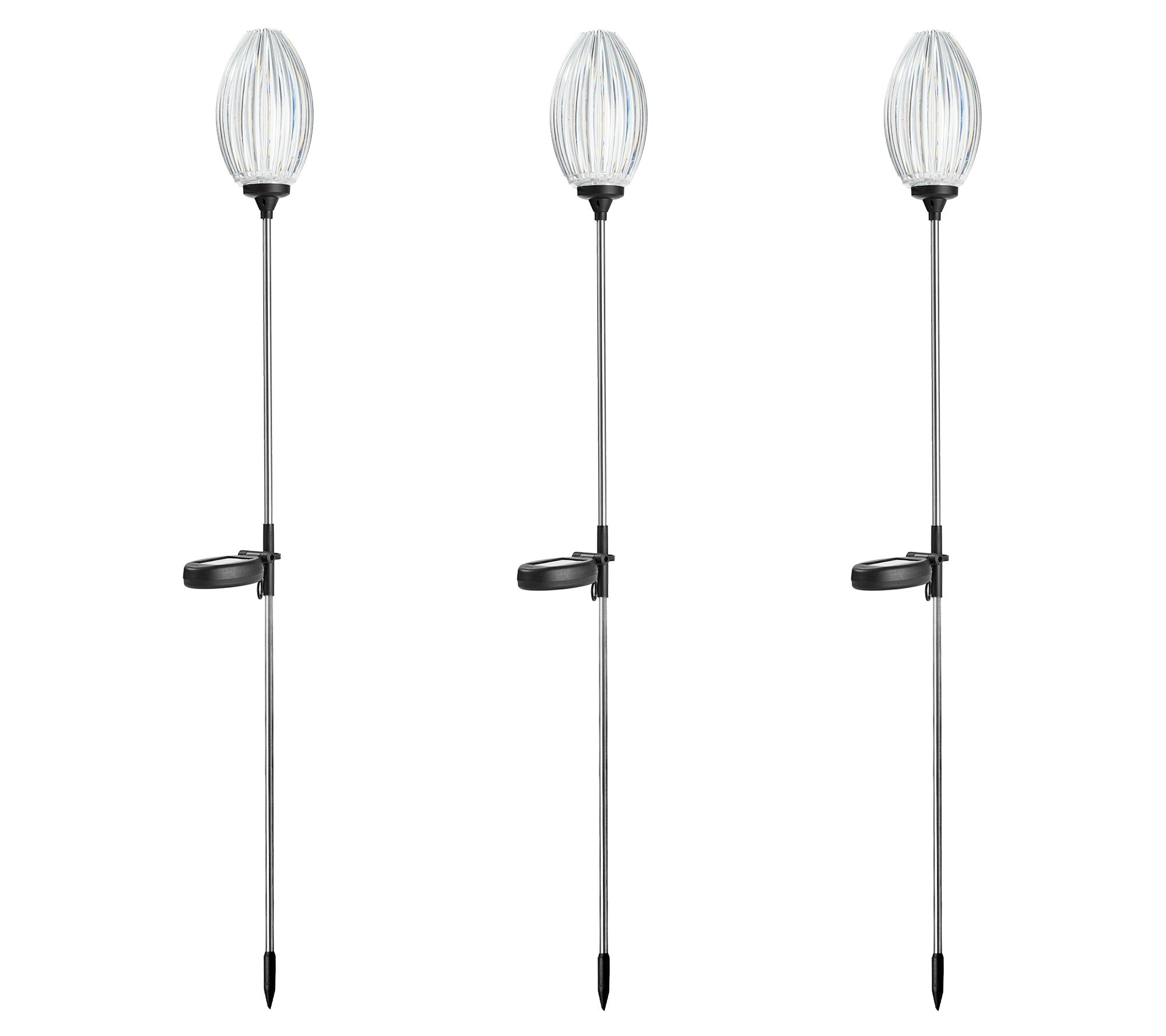 Glitzhome 36" Solar Powered Oval Flower Stake L ight S/3