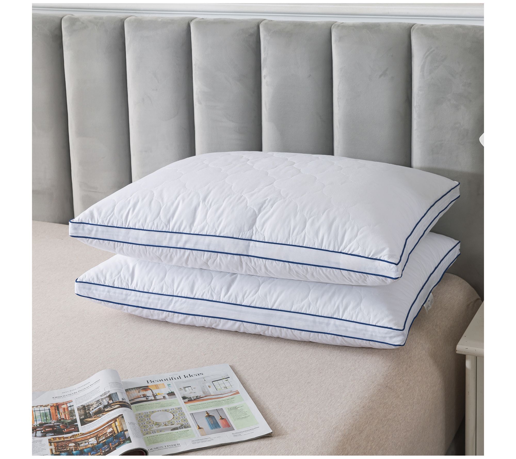 Royal Velvet White European Down Quilted Pillow- Std/Qn