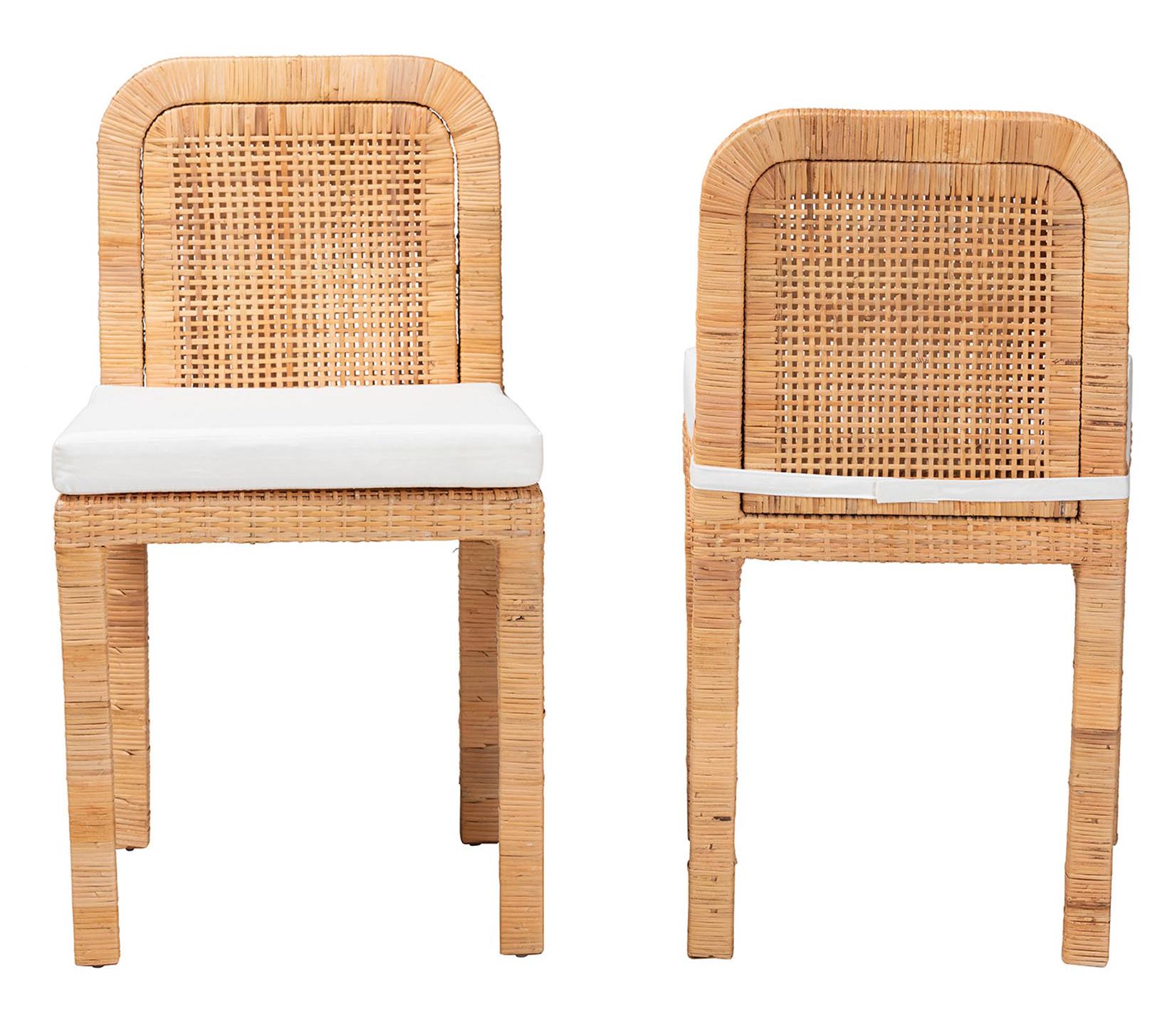 bali & pari Zariah Brown Rattan and Wood DiningChair Set of 2 - QVC.com