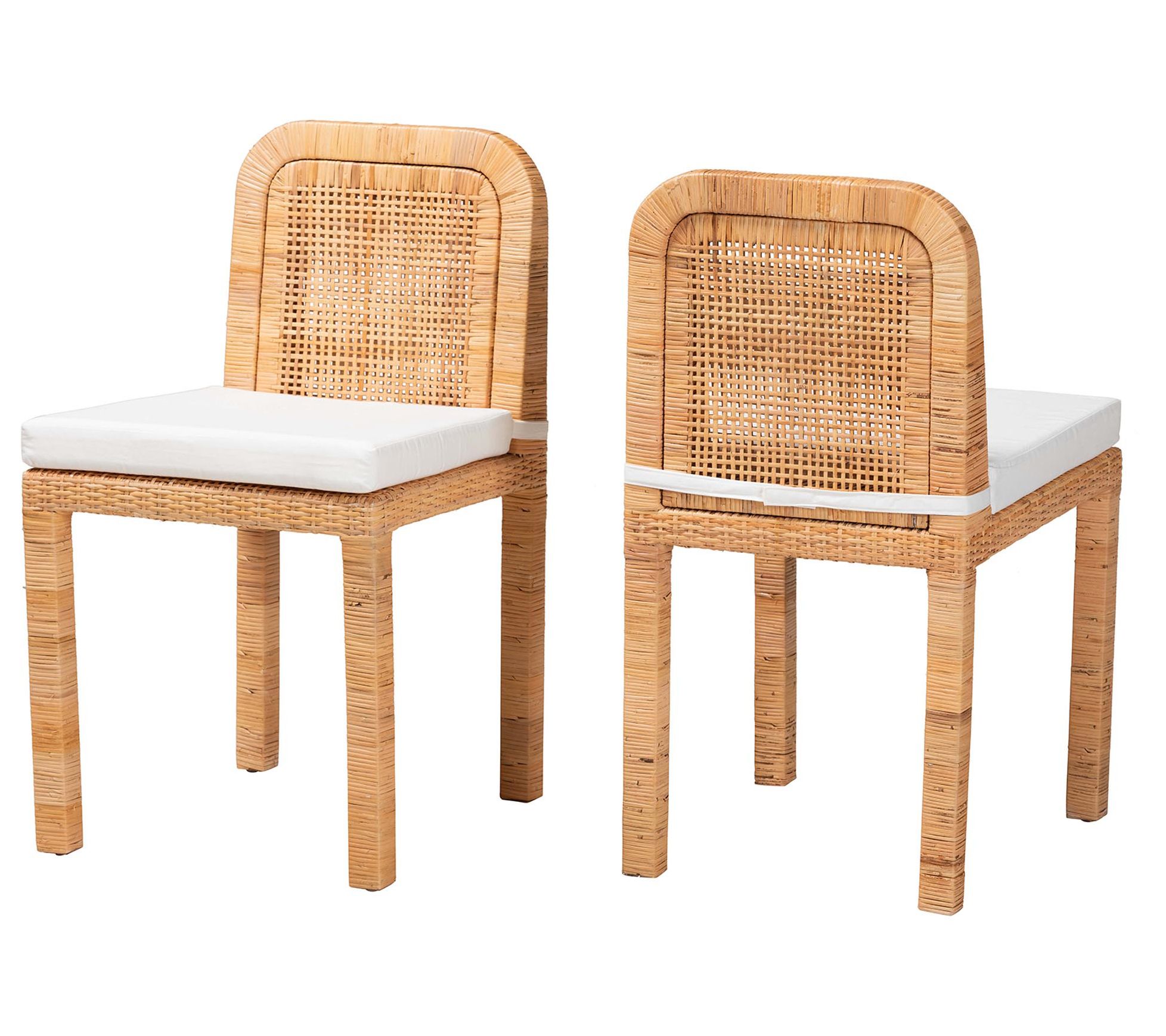 bali & pari Zariah Brown Rattan and Wood DiningChair Set of 2 - QVC.com