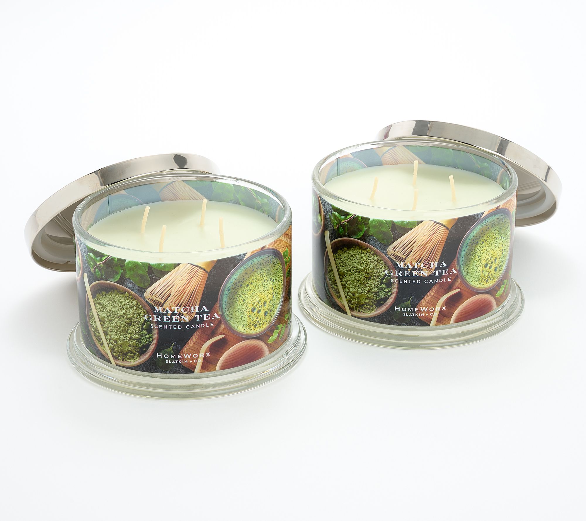 HomeWorx by Slatkin + Co. S/2 18oz Candles Matcha Green Tea