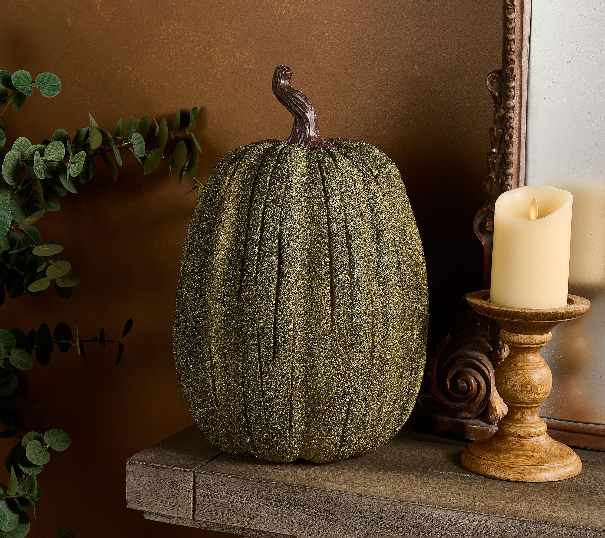 "As Is" Home Reflections Ind/Outdoor 16" Decorative Greem Pumpkin - QVC.com