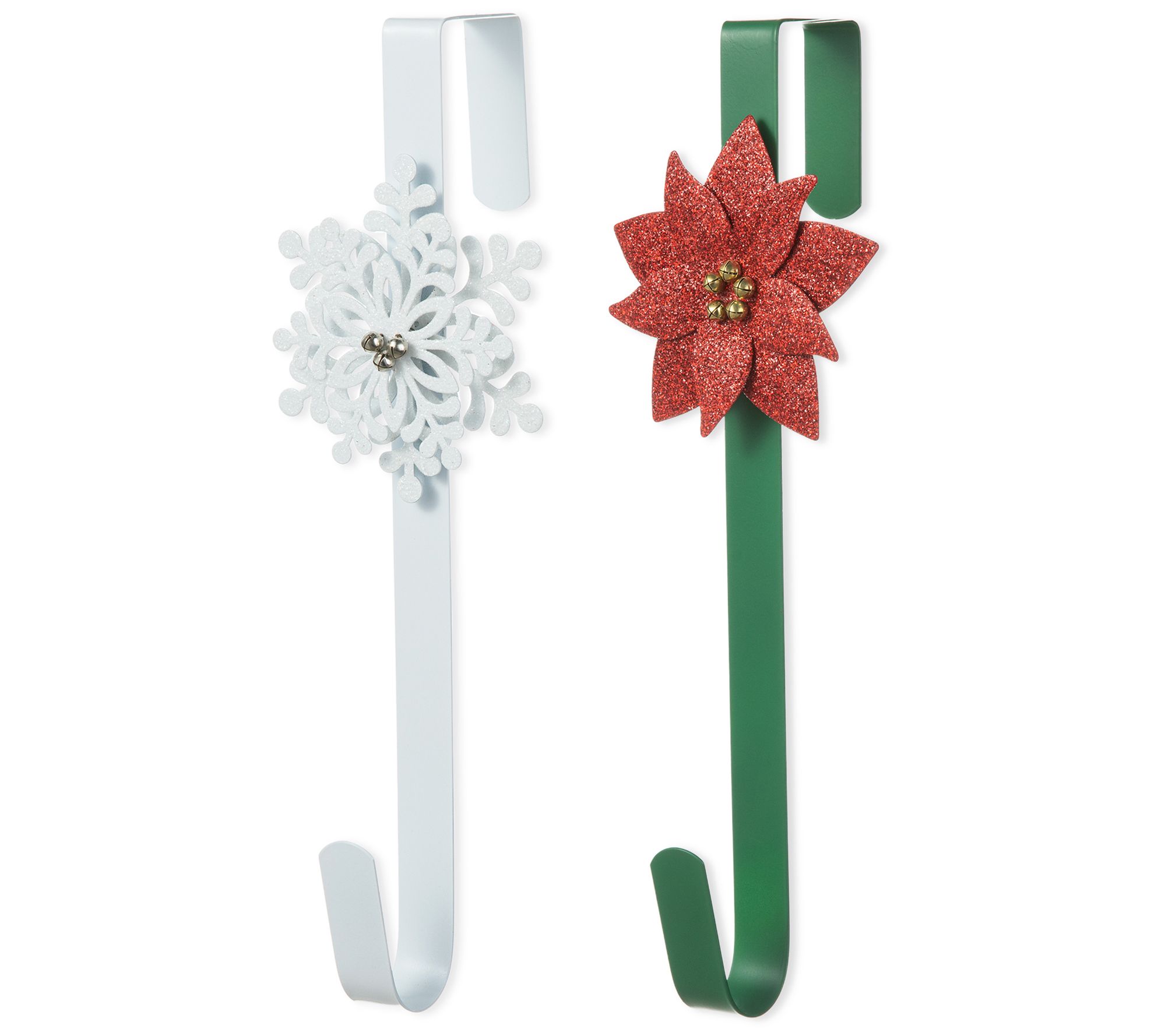 Glitzhome Christmas Snowflake & Poinsettia Wreath Hangers S/2