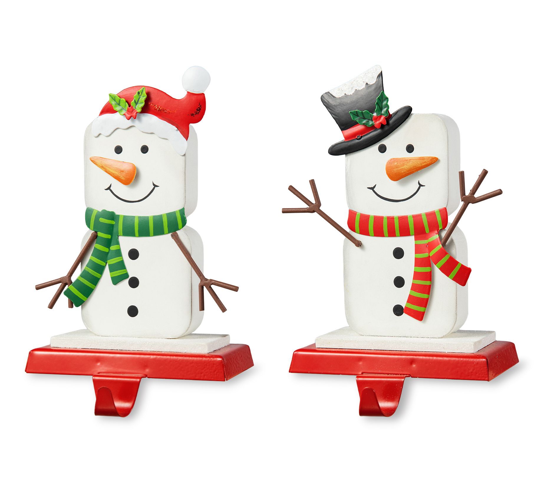 Glitzhome Christmas S' Mores Snowmen Stocking Holders S/2