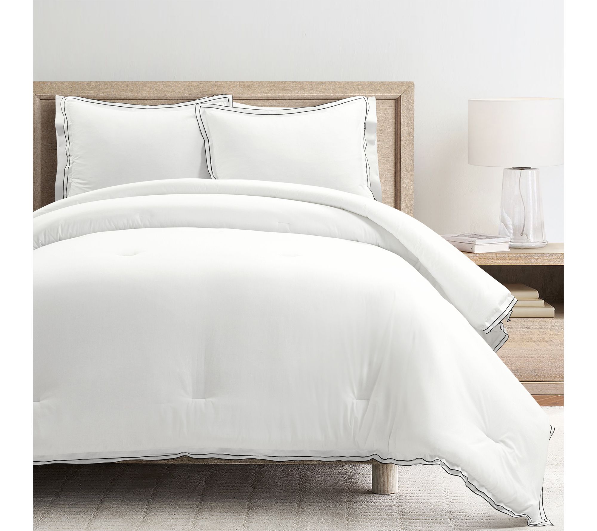 Lush Decor Hampton Embroidered Contrast Edge Comforter 3pc Set