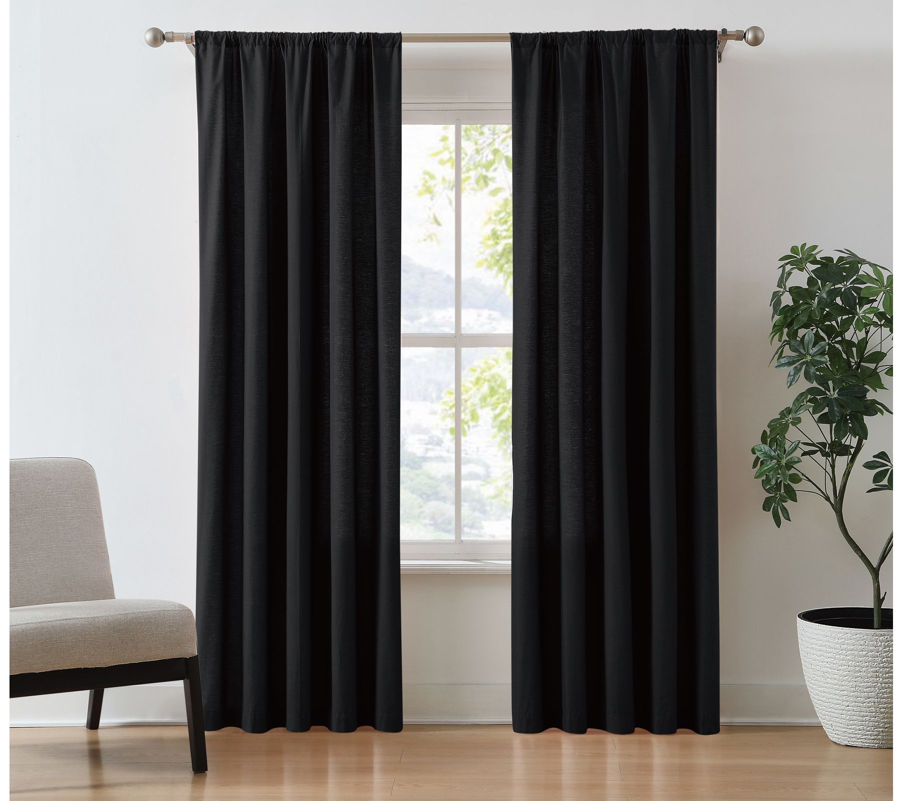 Brooklyn Loom Solid Cotton Percale 50x96 WindowCurtain Pair