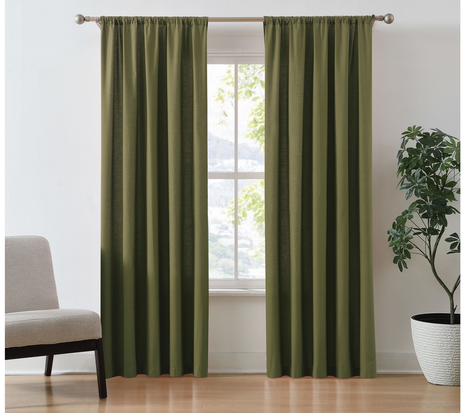 Brooklyn Loom Solid Cotton Percale 50x96 WindowCurtain Pair