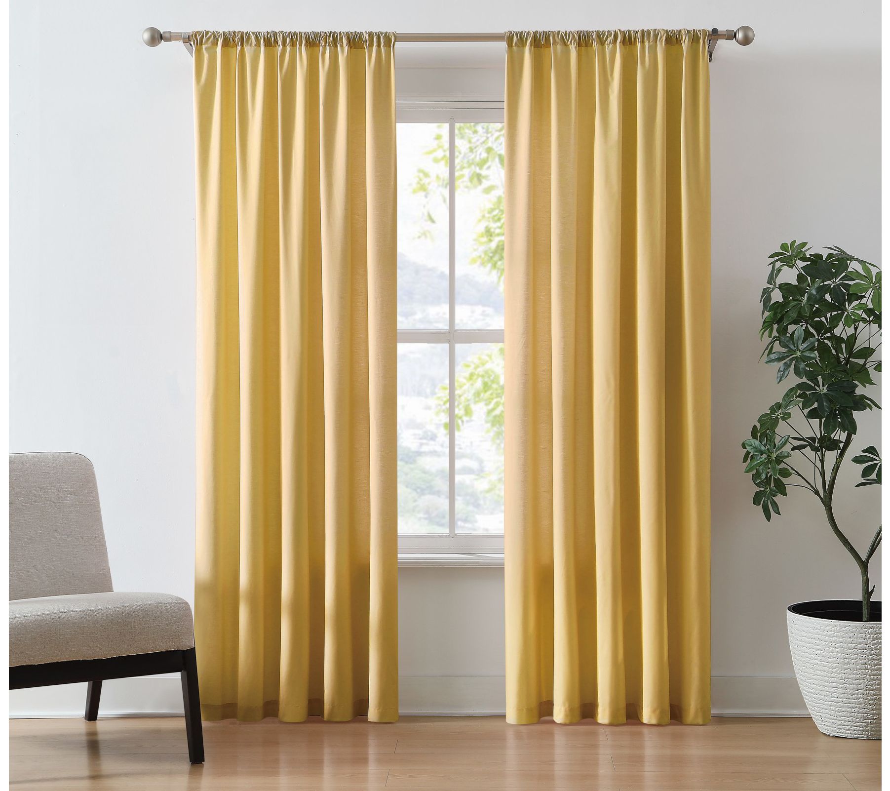 Brooklyn Loom Solid Cotton Percale 50x96 WindowCurtain Pair