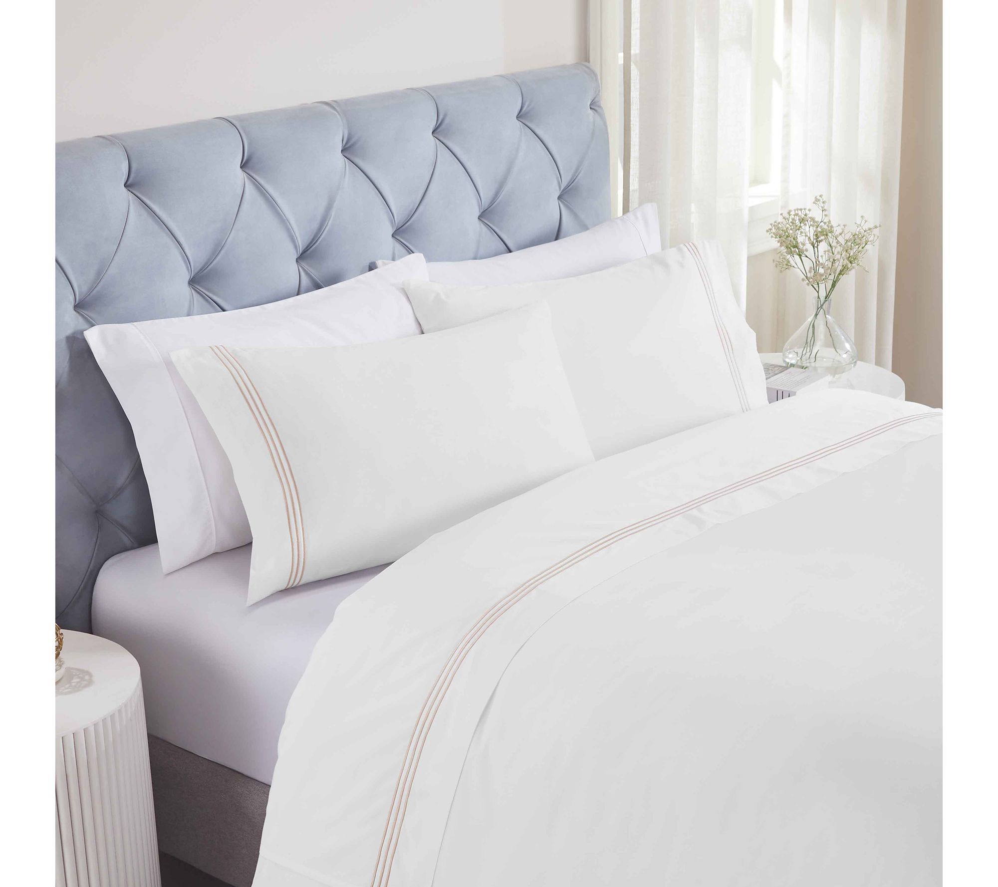 Superior Brandon Cotton Embroidered Bed Sheet Set-Queen