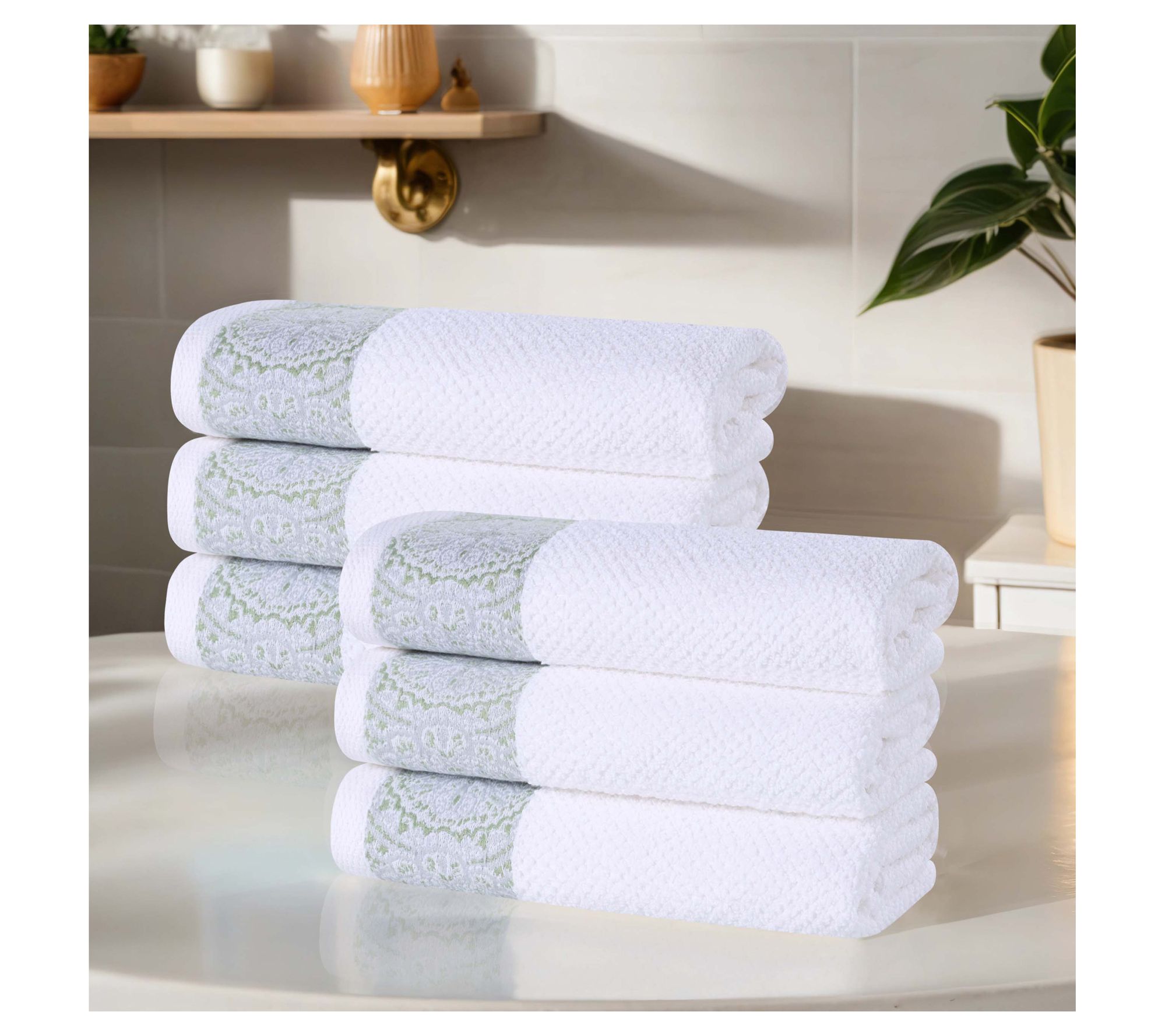 Superior 6 Piece Medallion Cotton Assorted HandTowel Set