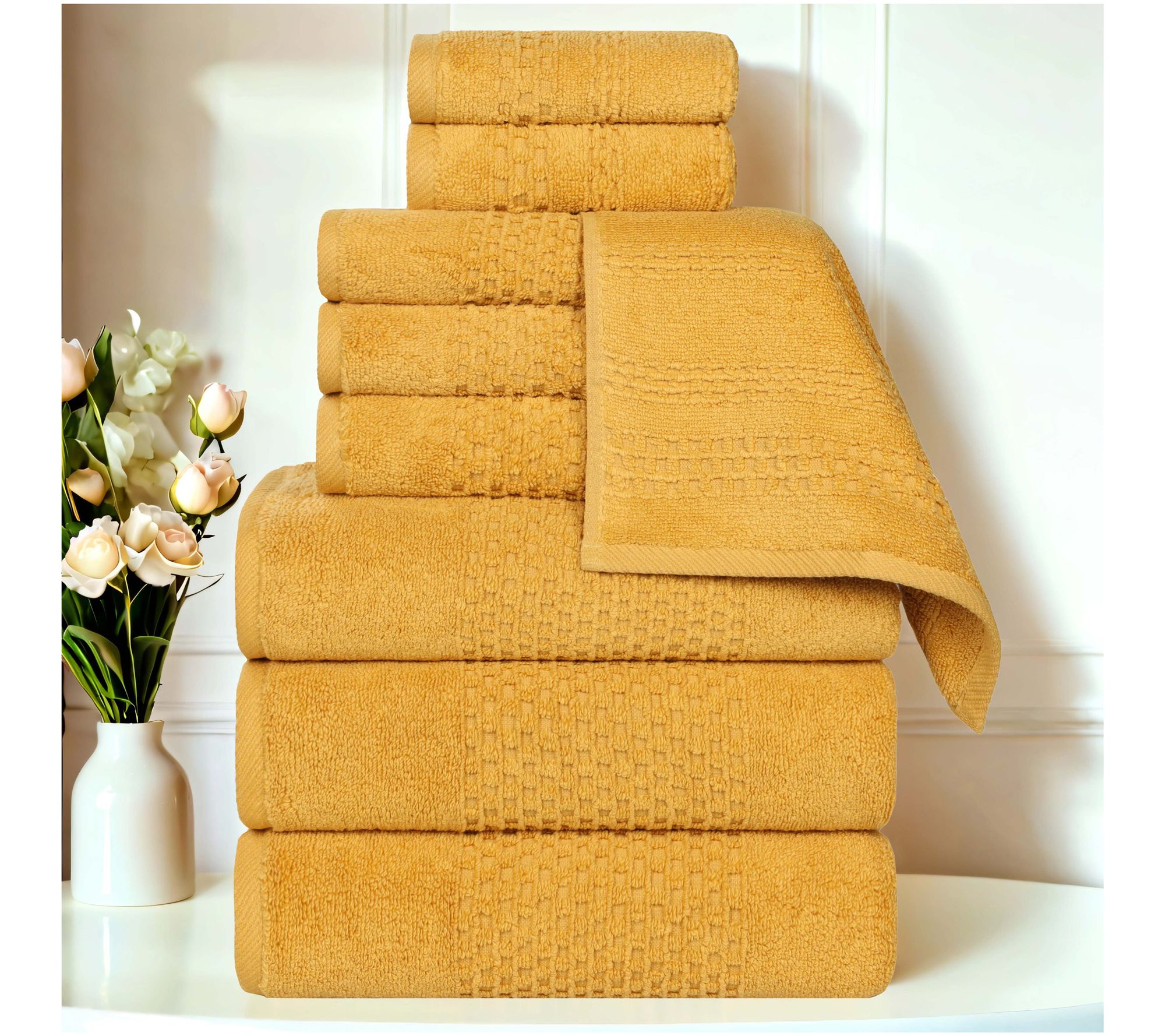 Superior 9-Piec e Playa Zero Tw ist Cotton Soli d Towel Set