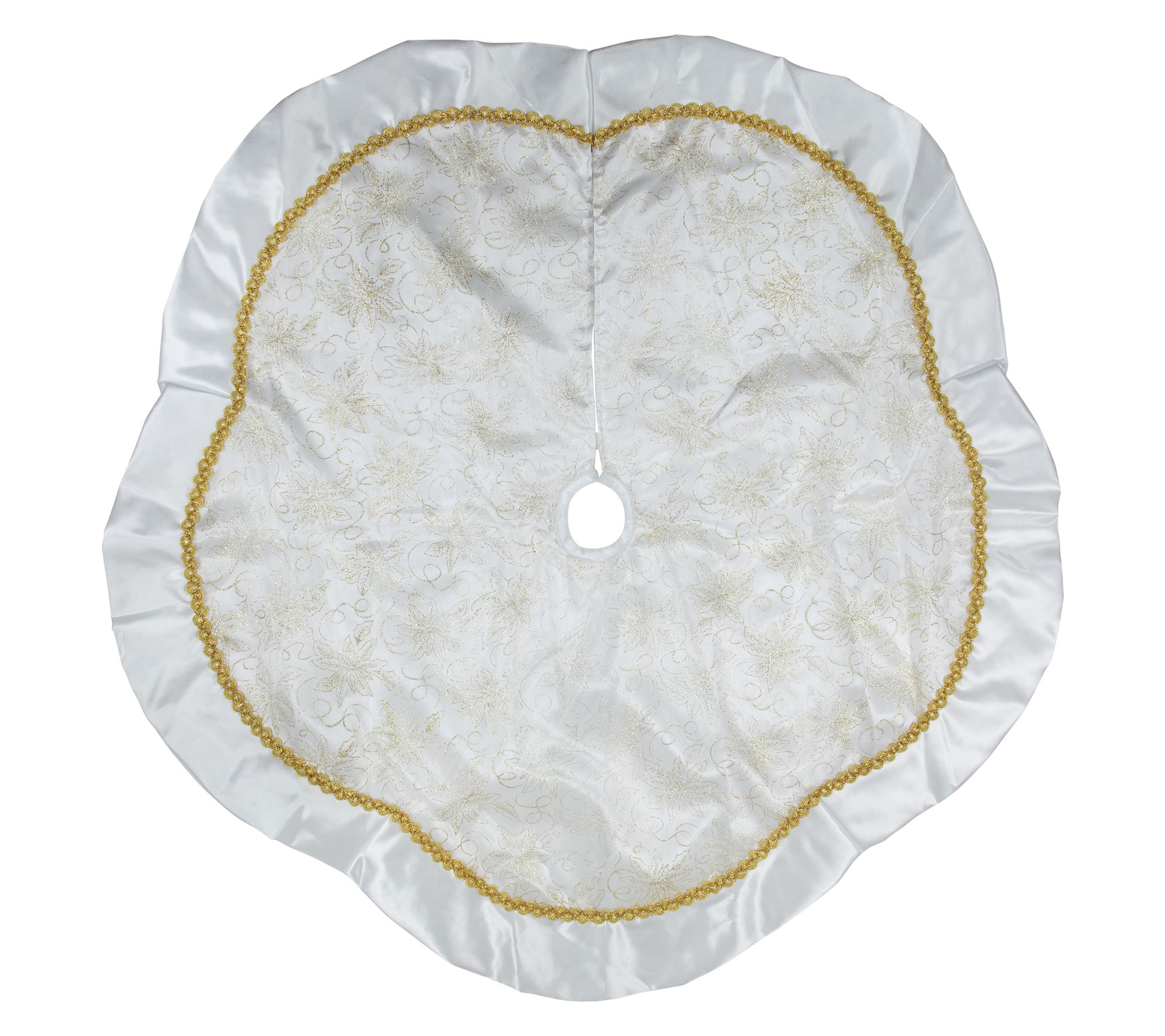 Northlight 48" Poinsettia Scalloped Christmas Tree Skirt