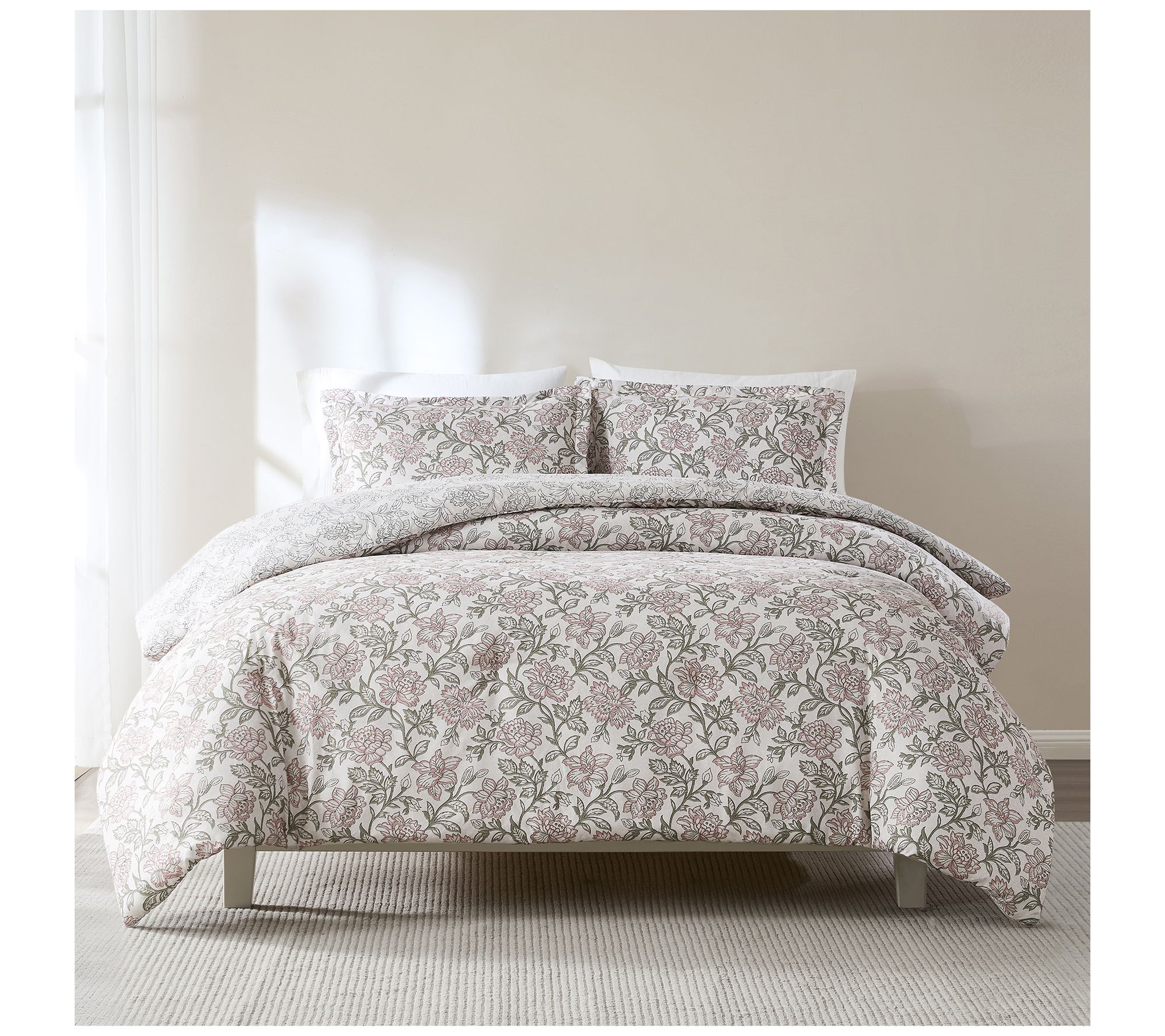 Lush Decor Zara Floral Block Reversible Comforter 3Pc Set F/Q