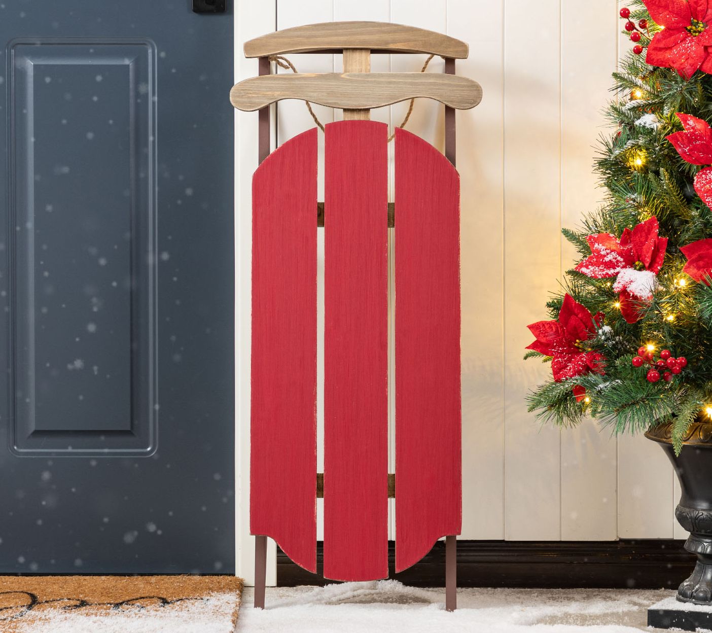 Glitzhome 34.25"H Christmas Sleigh Porch DecorSign