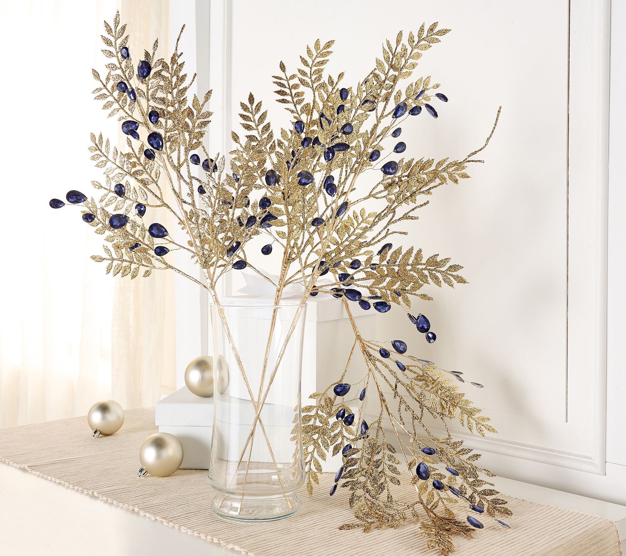 "As Is" Set of 4 Glittered Leaf & Faceted Gem Picks by Valerie