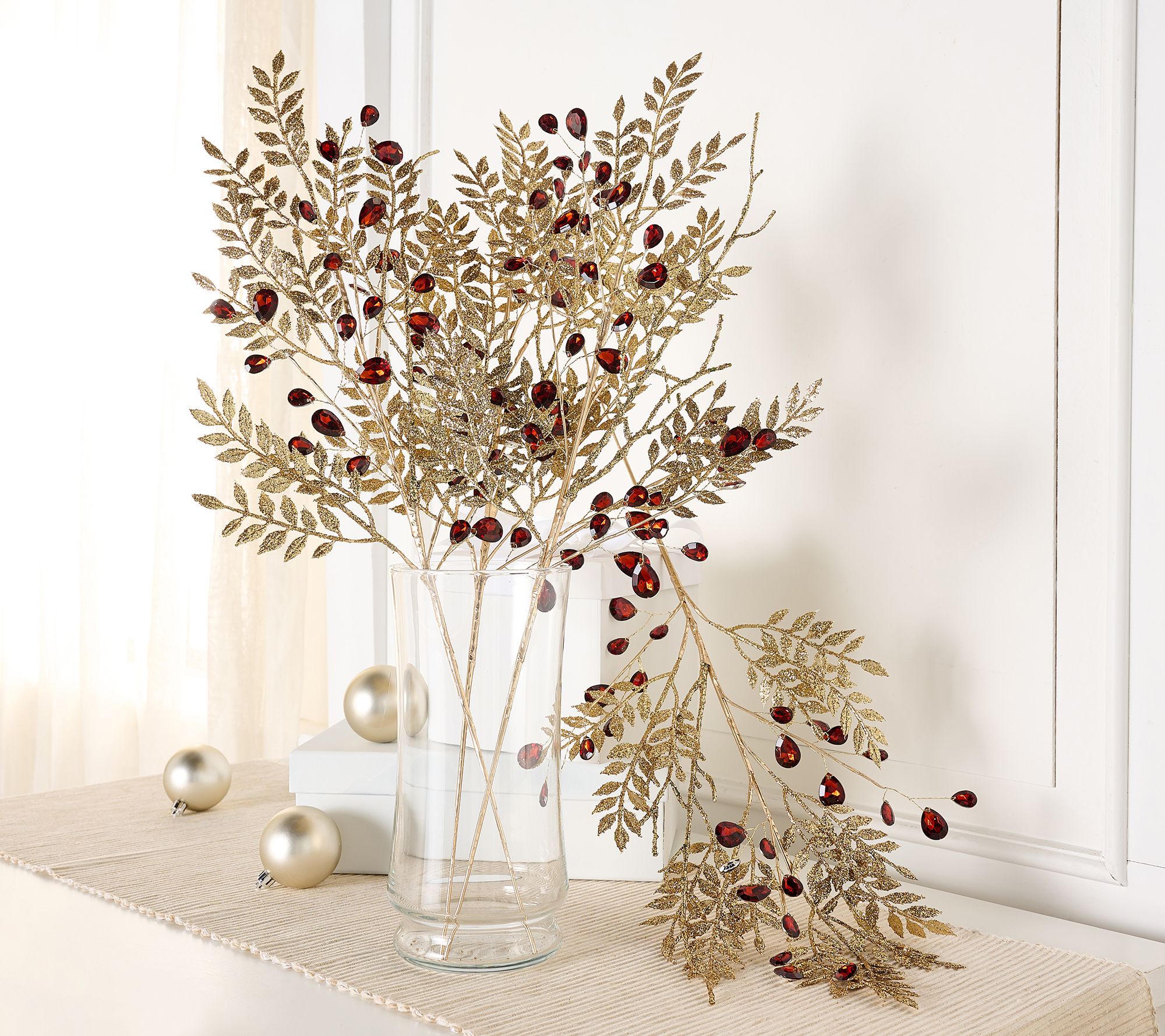 "As Is" Set of 4 Glittered Leaf & Faceted Gem Picks by Valerie