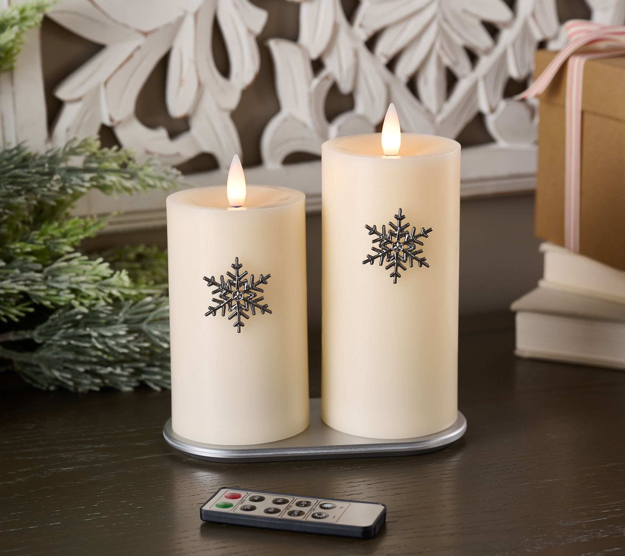 "As Is" Home Bliss S/2 Flameless Rechargeable Pillar w/Charms