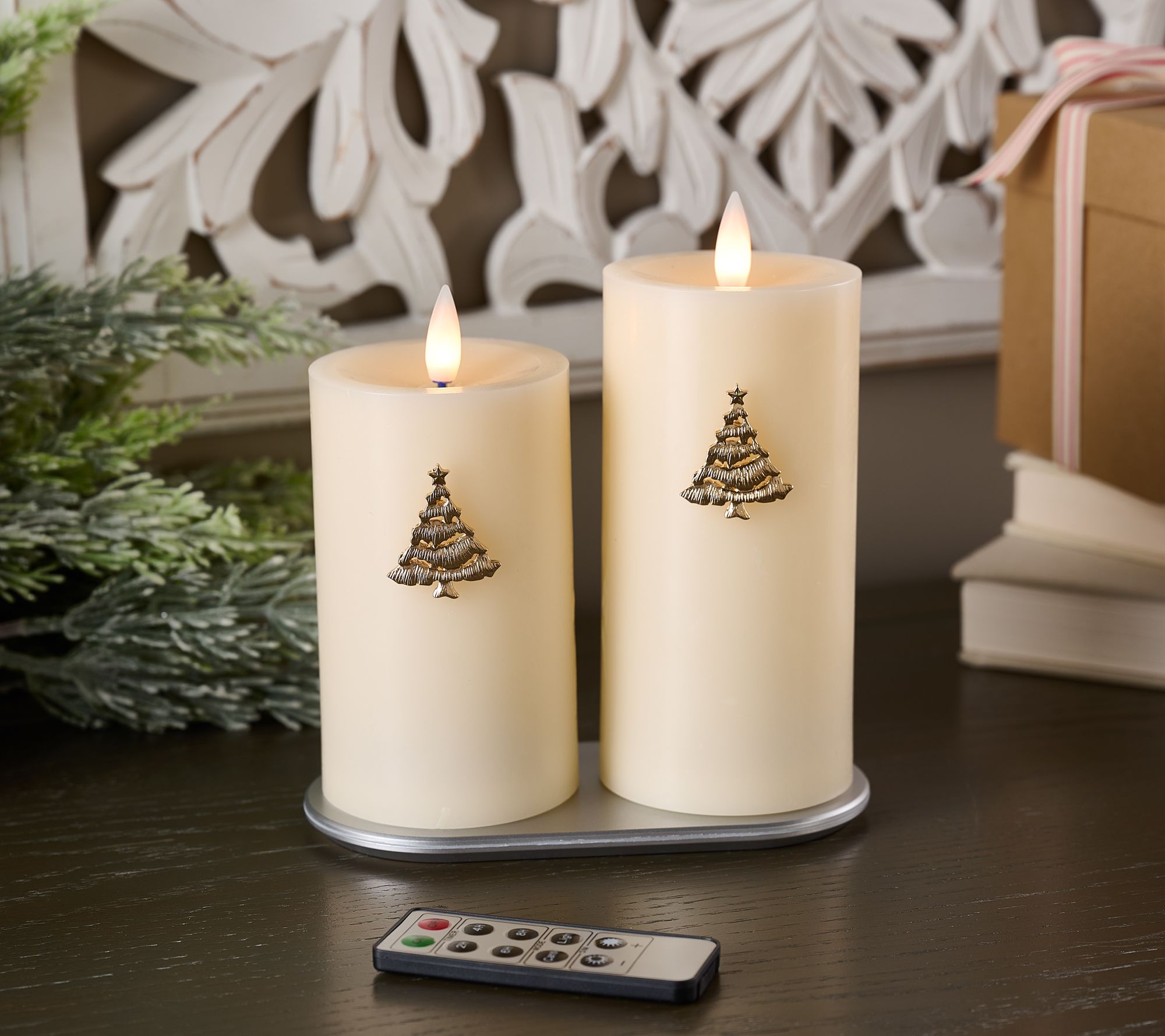 "As Is" Home Bliss S/2 Flameless Rechargeable Pillar w/Charms