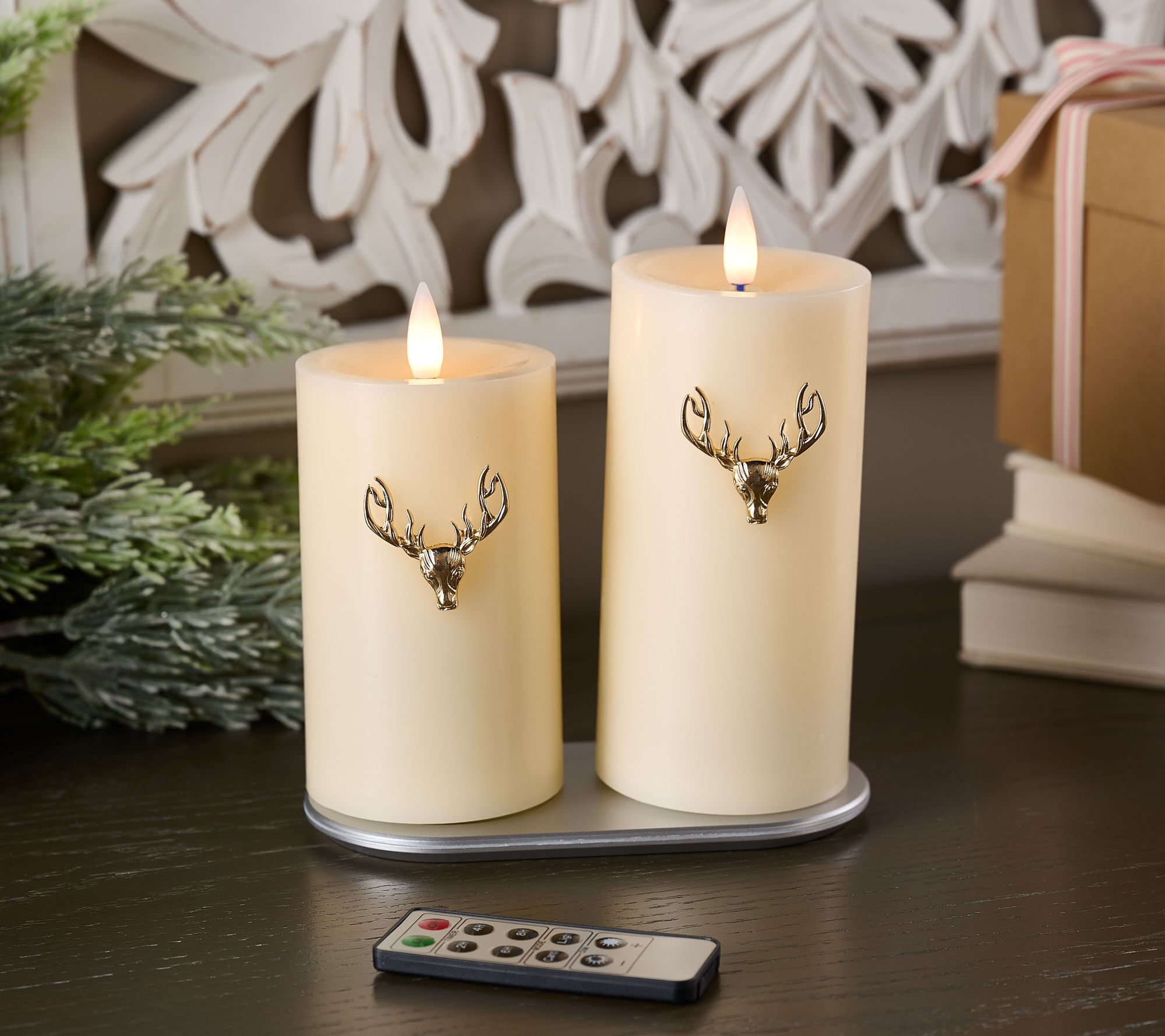 "As Is" Home Bliss S/2 Flameless Rechargeable Pillar w/Charms