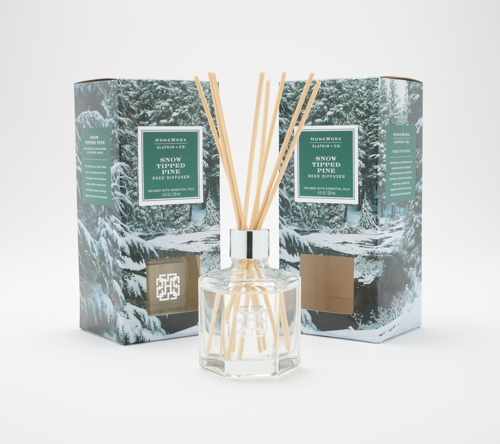 "As Is" HomeWorx by Slatkin + Co. S/2 Snow Tipped Pine Diffusers