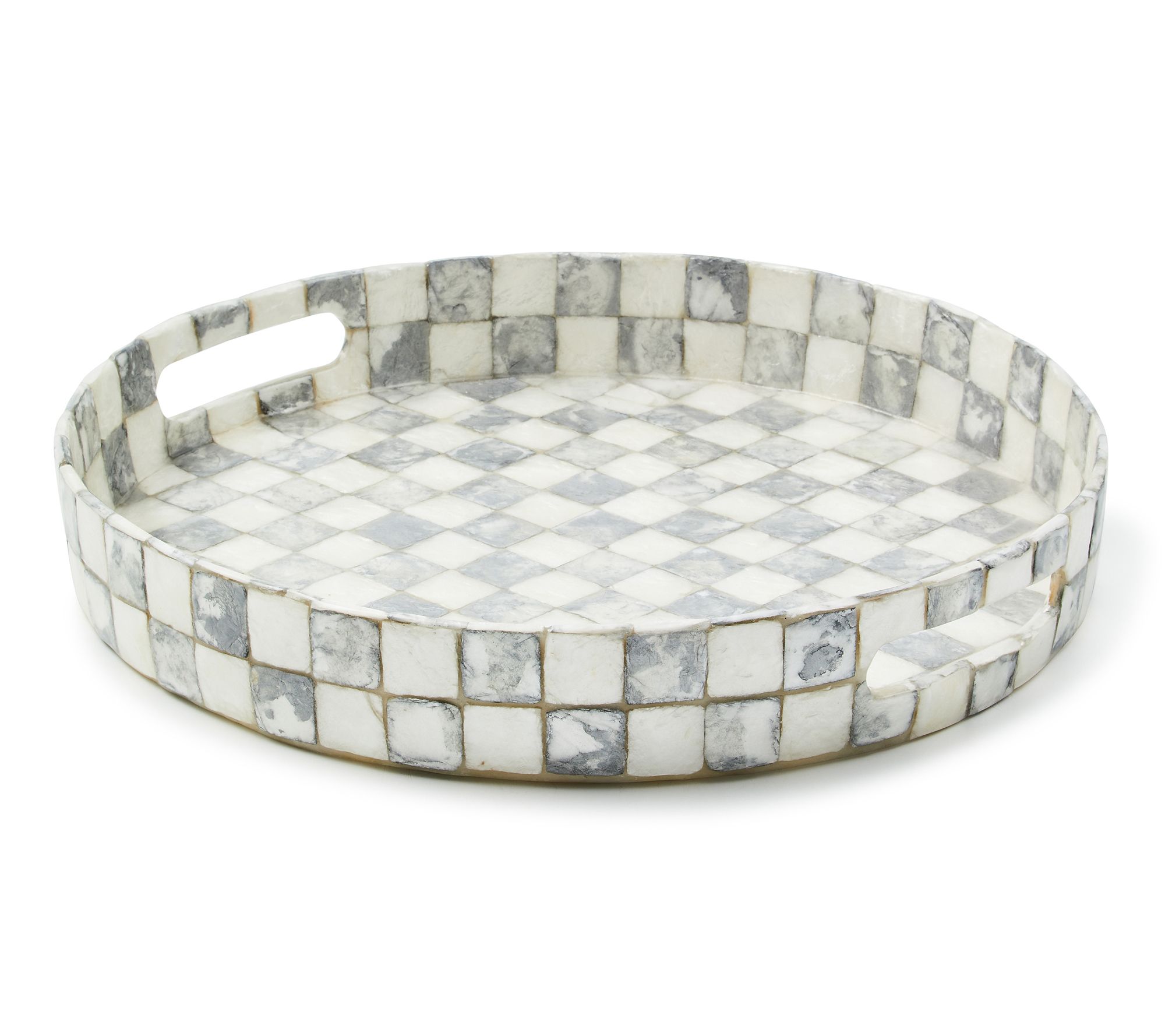 MacKenzie-Childs Check Capiz Round Tray