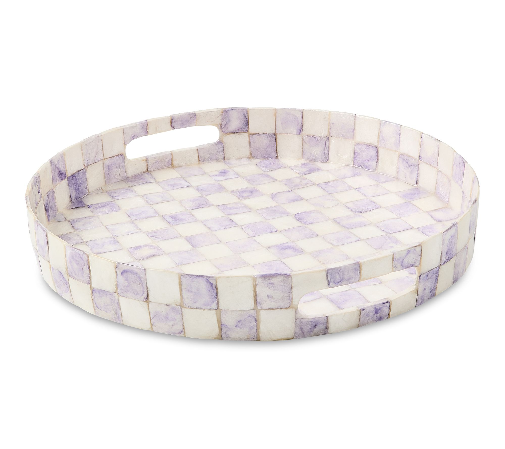 MacKenzie-Childs Check Capiz Round Tray