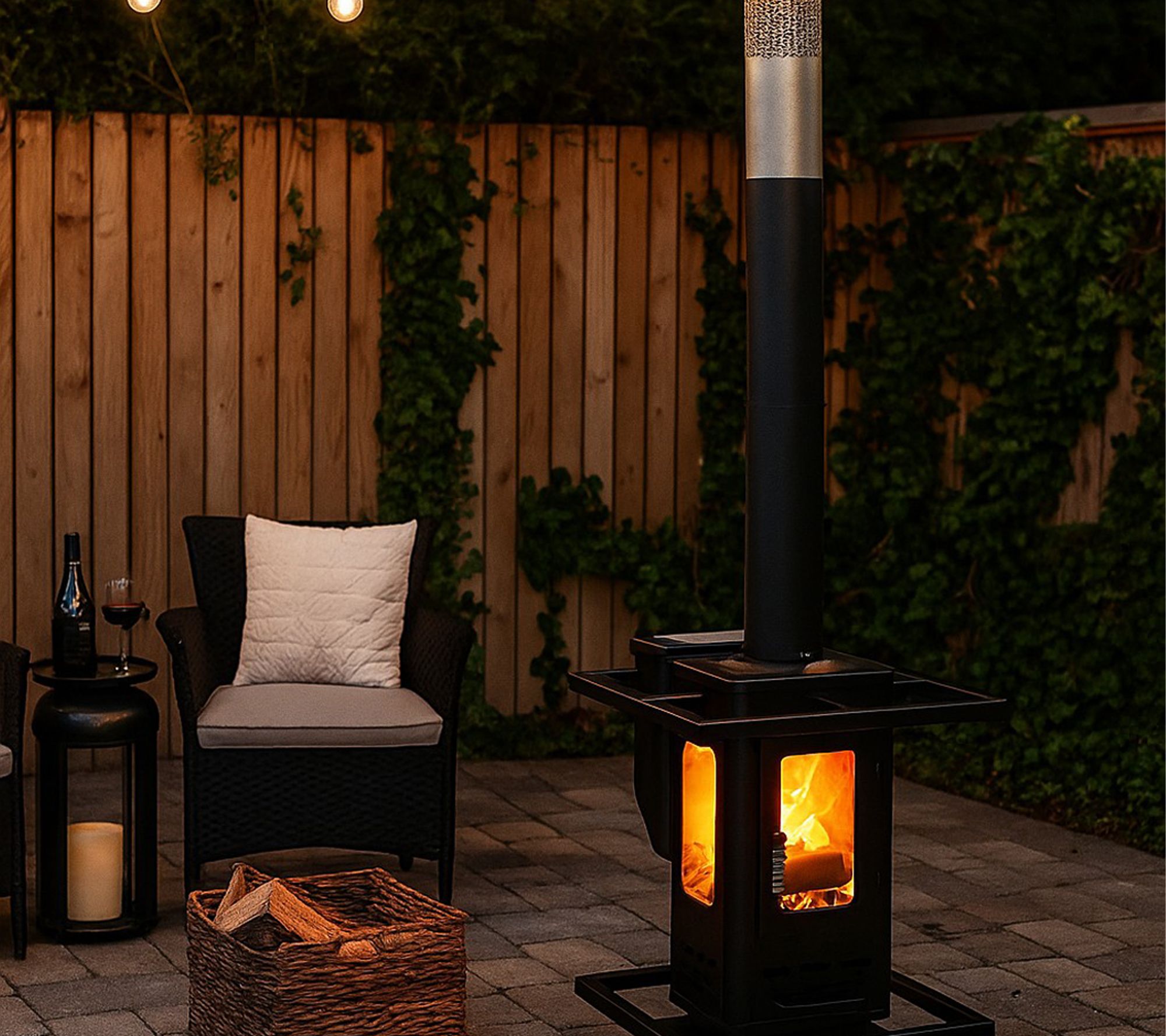HEATMAXX Pellet Patio Heater with 3 Glass Panel