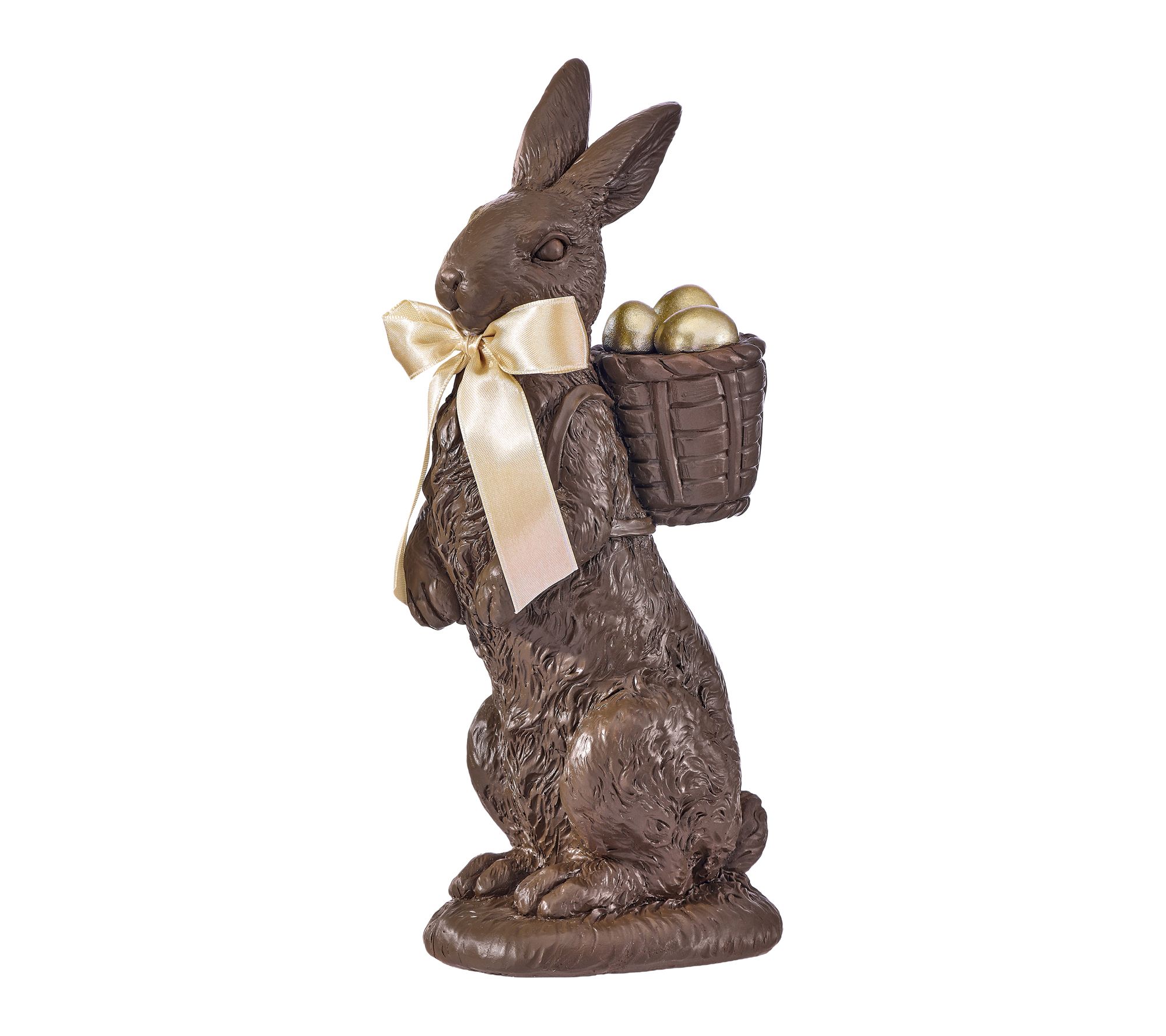 10" Resin Chocolate Bunny With Basket And EggsBy Valerie