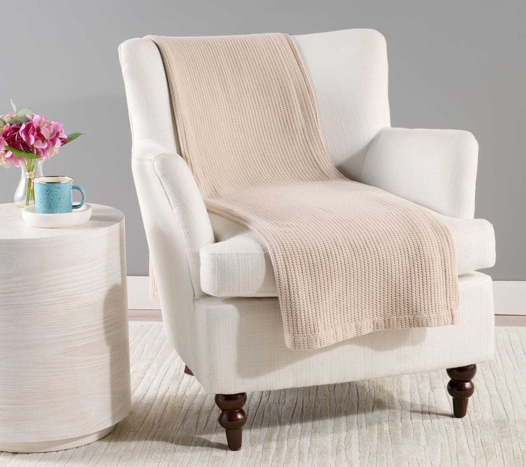 "As Is" Martha Stewart 100% Cotton Waffle 60x70 Throw