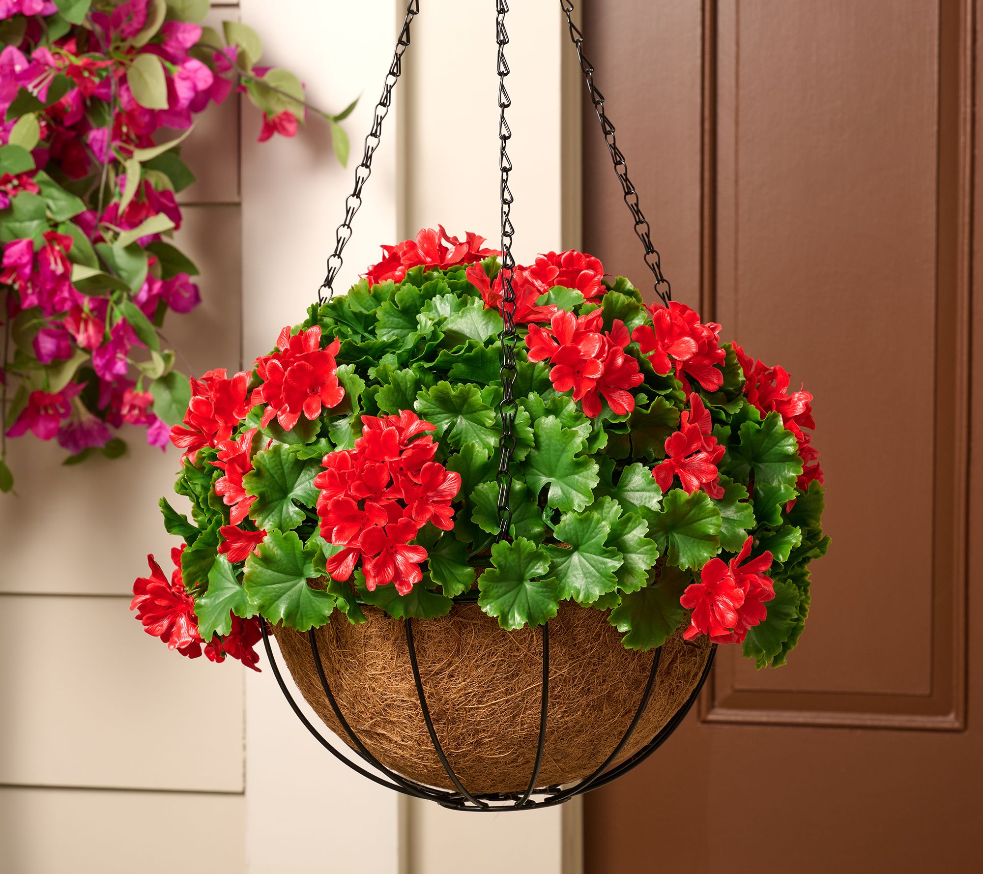 "As Is" Wicker Park 17" Faux Floral Indoor/ Outdoor Spring Hanging Basket