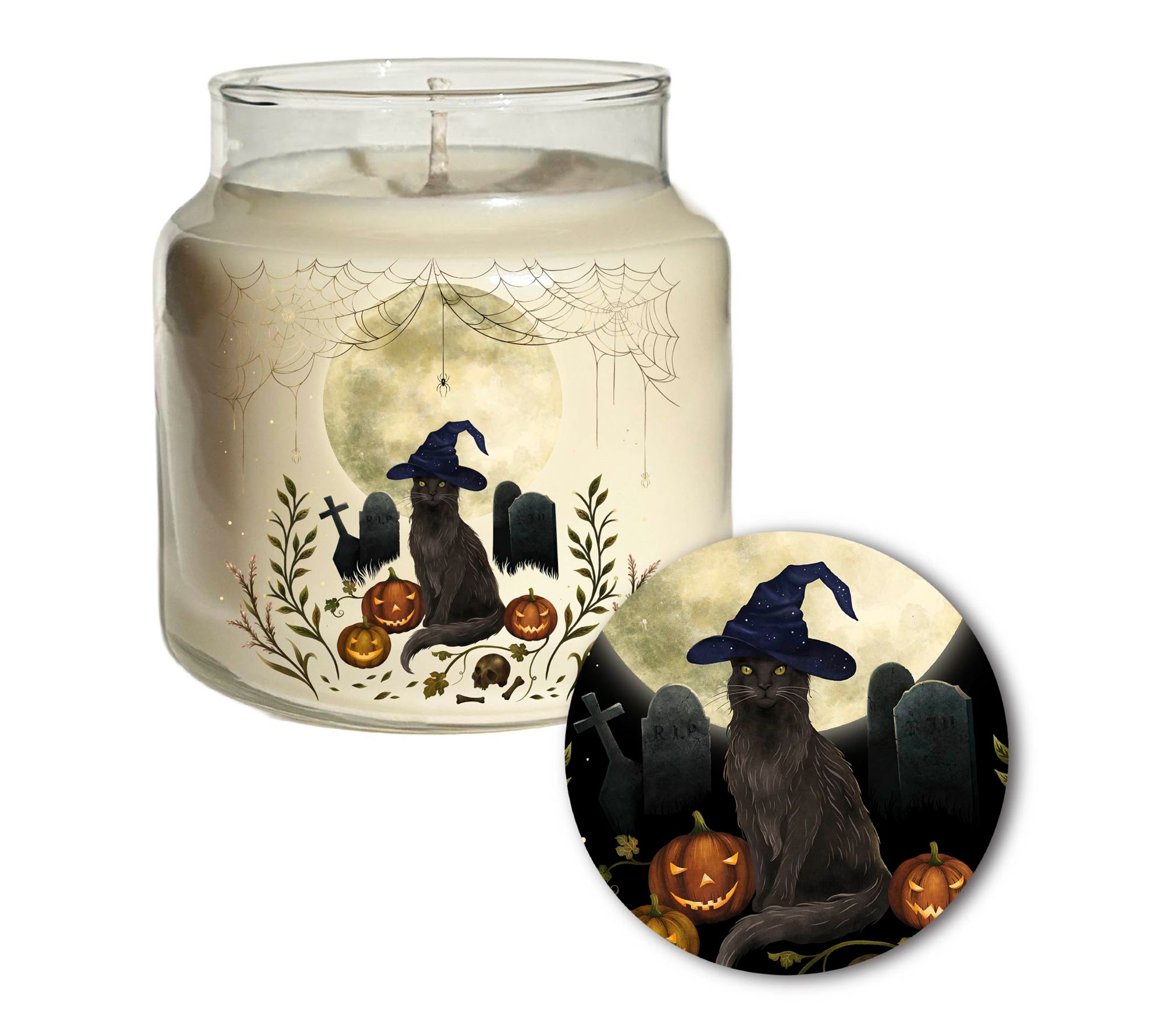 Courtside Market Halloween Cat 18 oz Candle with Wooden Lid
