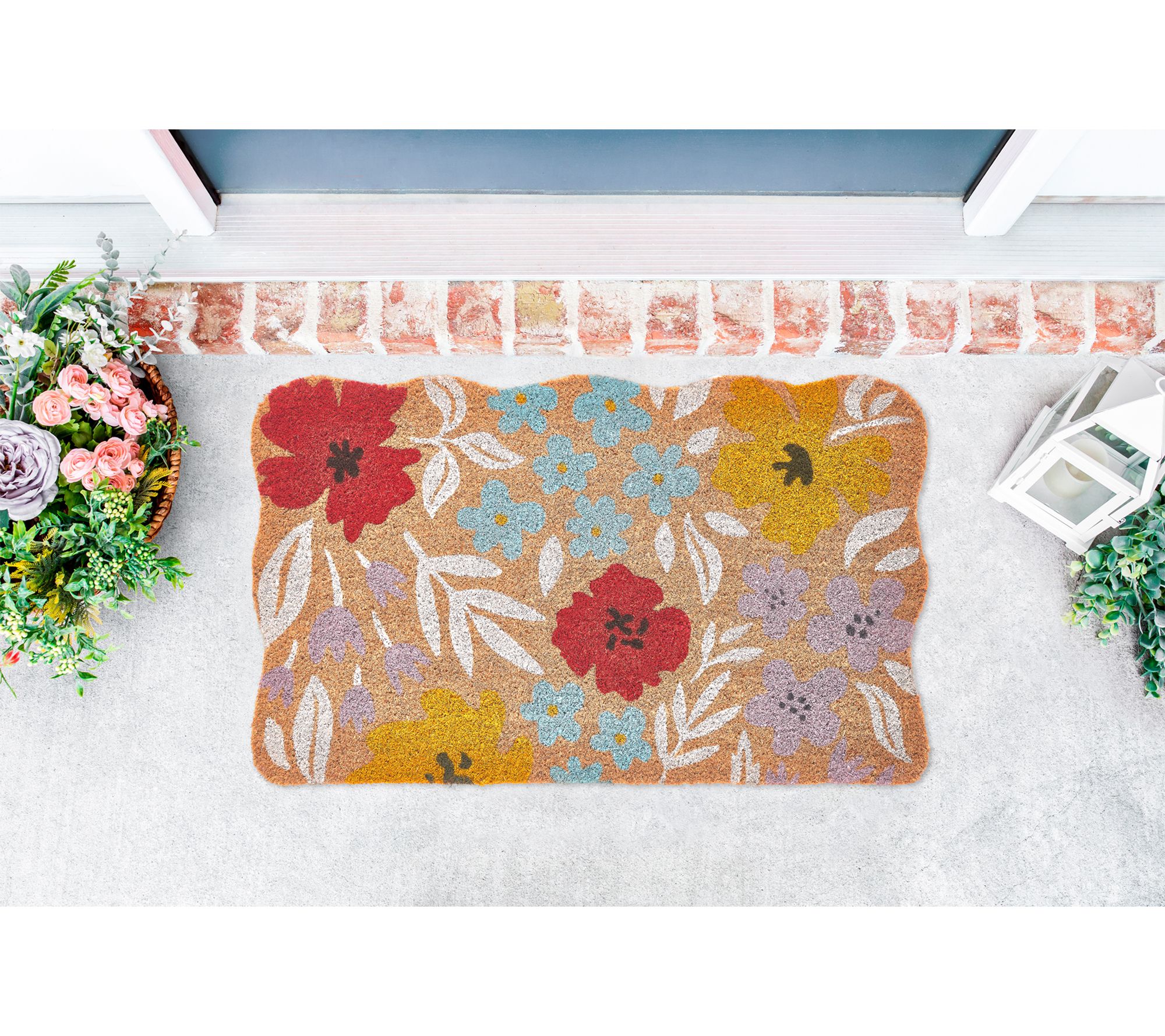 VCNY Home Spring Flowers Shape Coir Doormat, 18" x 30"
