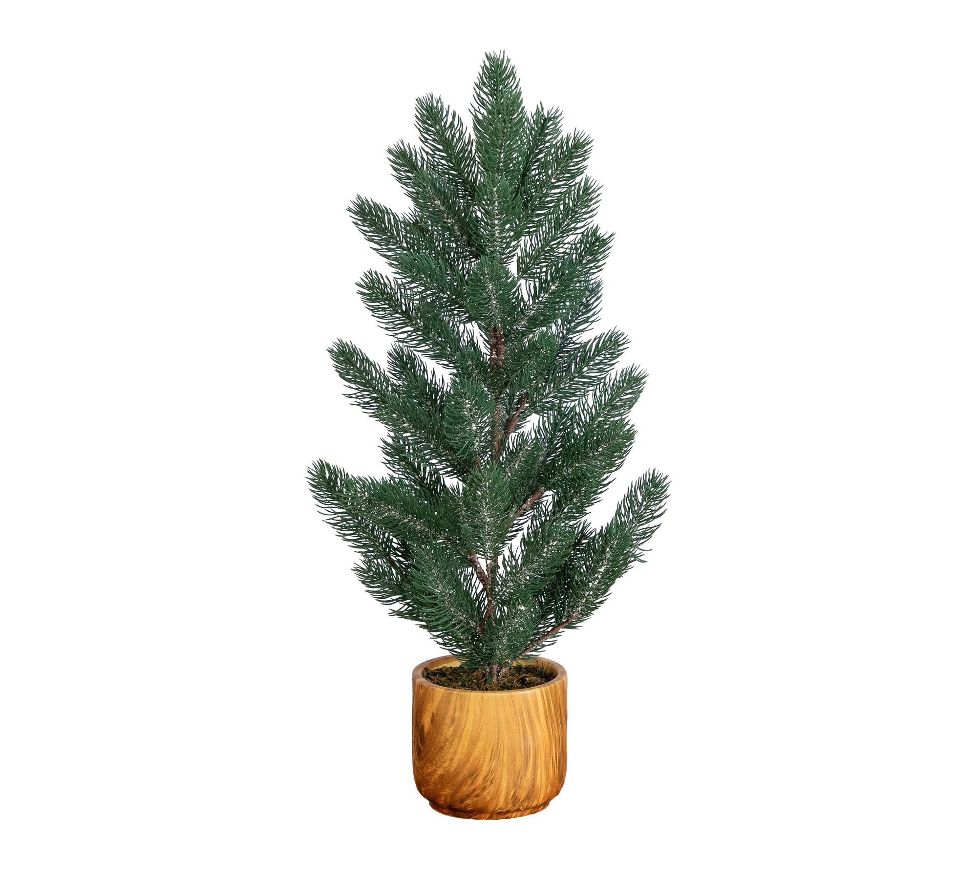 23-in  Pine Tree in Decorative Wood Planter by Nearly Natural