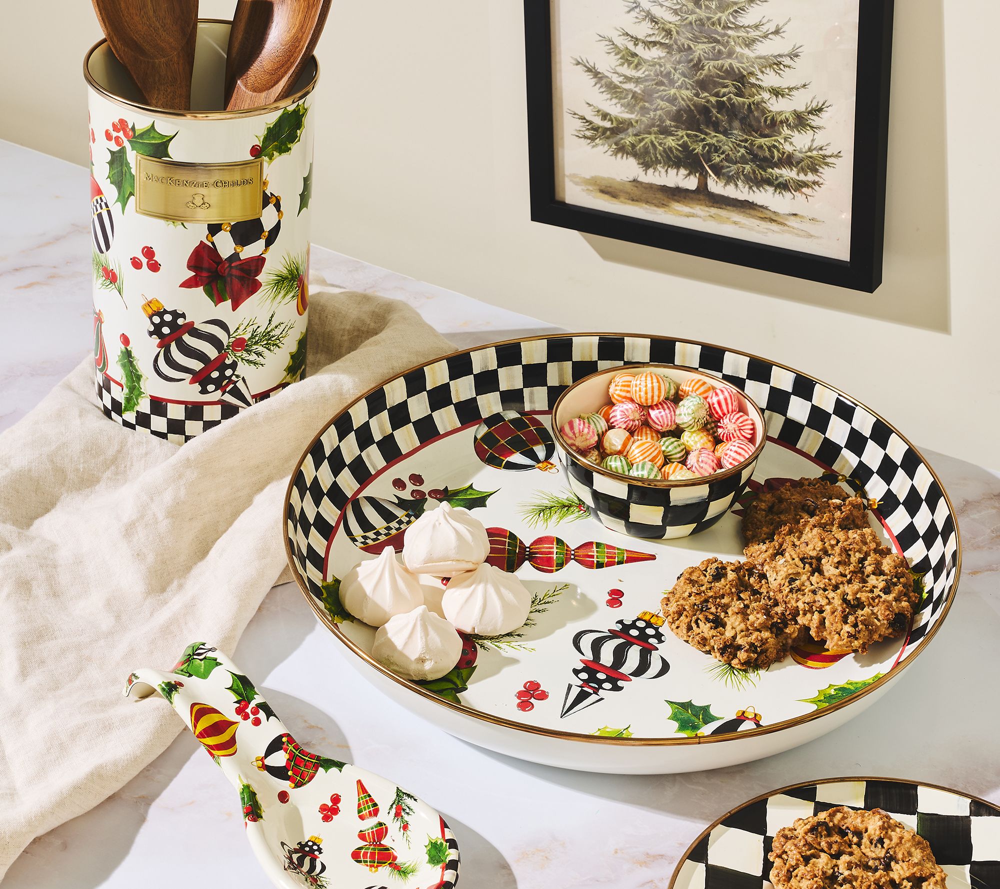 "As Is" MacKenzie- Childs Deck the Halls Utensil Holder