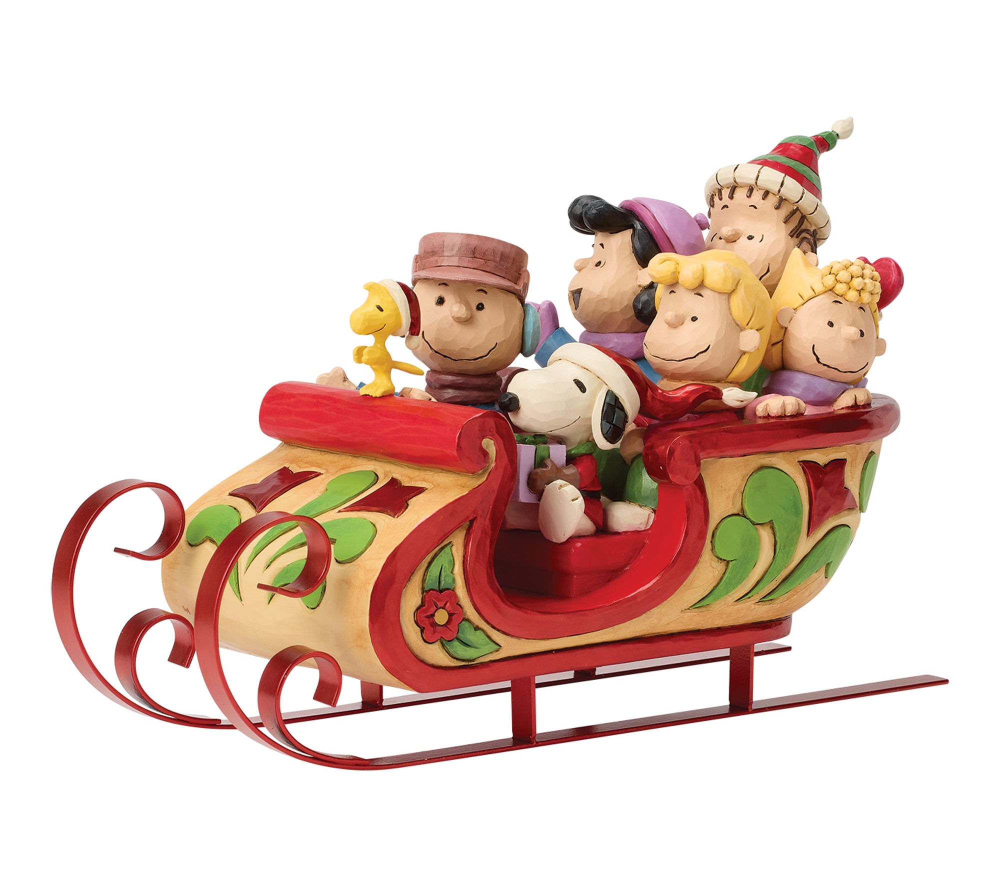 Jim Shore Peanuts Snoopy and Friends in Sleigh Figurine 6.9in