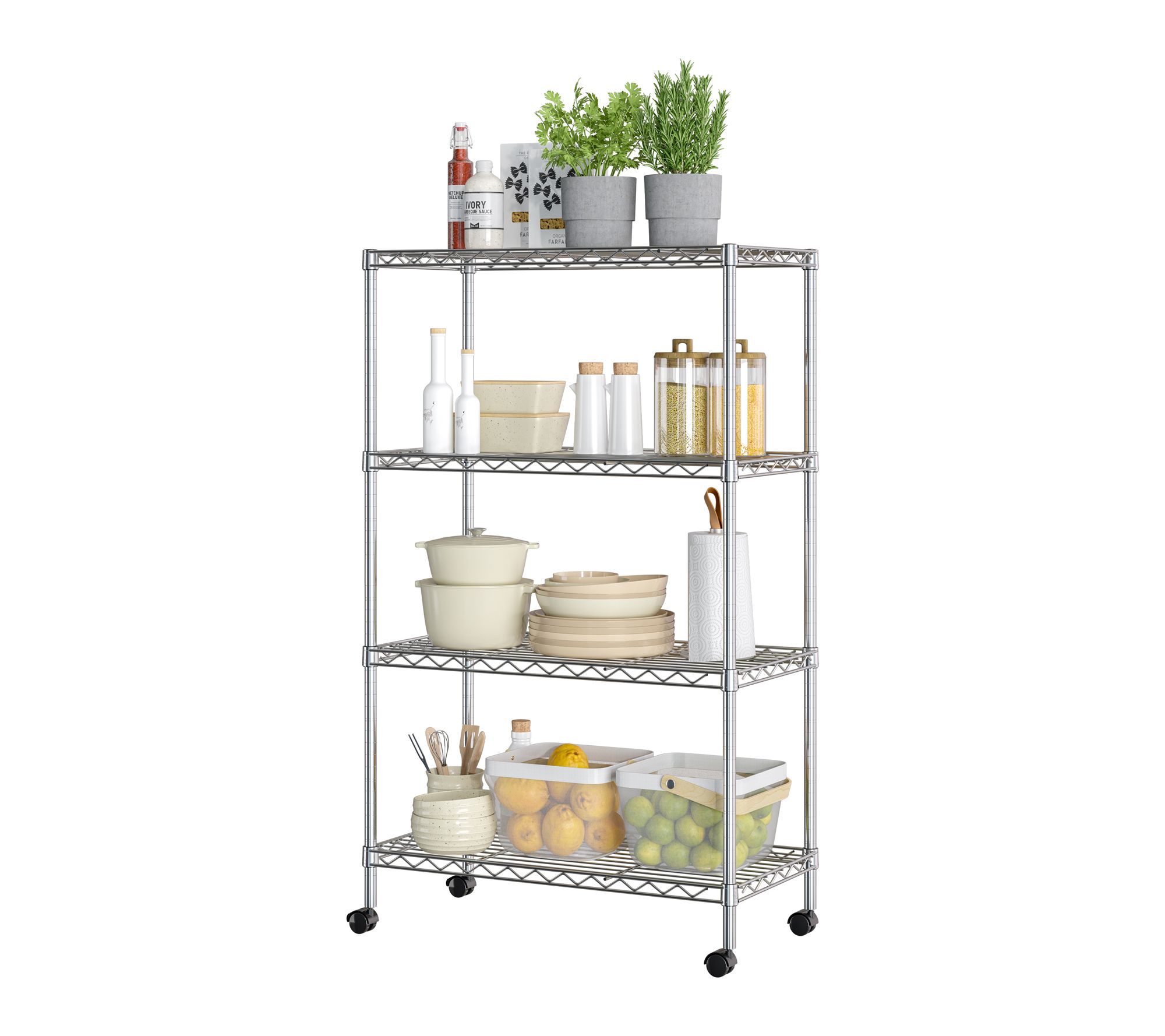 Seville Classics 4 Tier Wire Shelving, 30" W x 14" D x 49.5" H