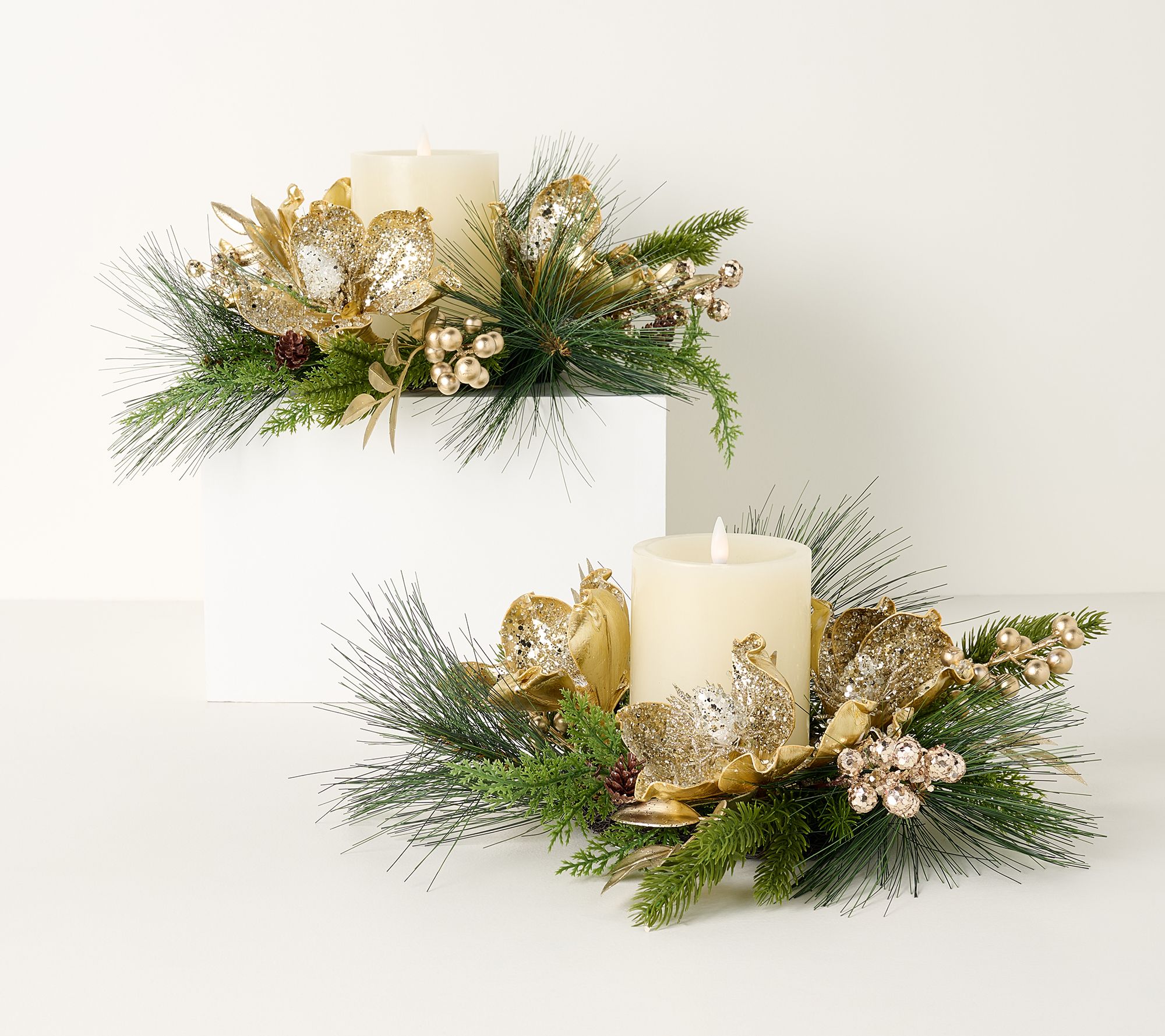 S/2 Glistening Magnolia, Berry and Leaf Rings by Valerie