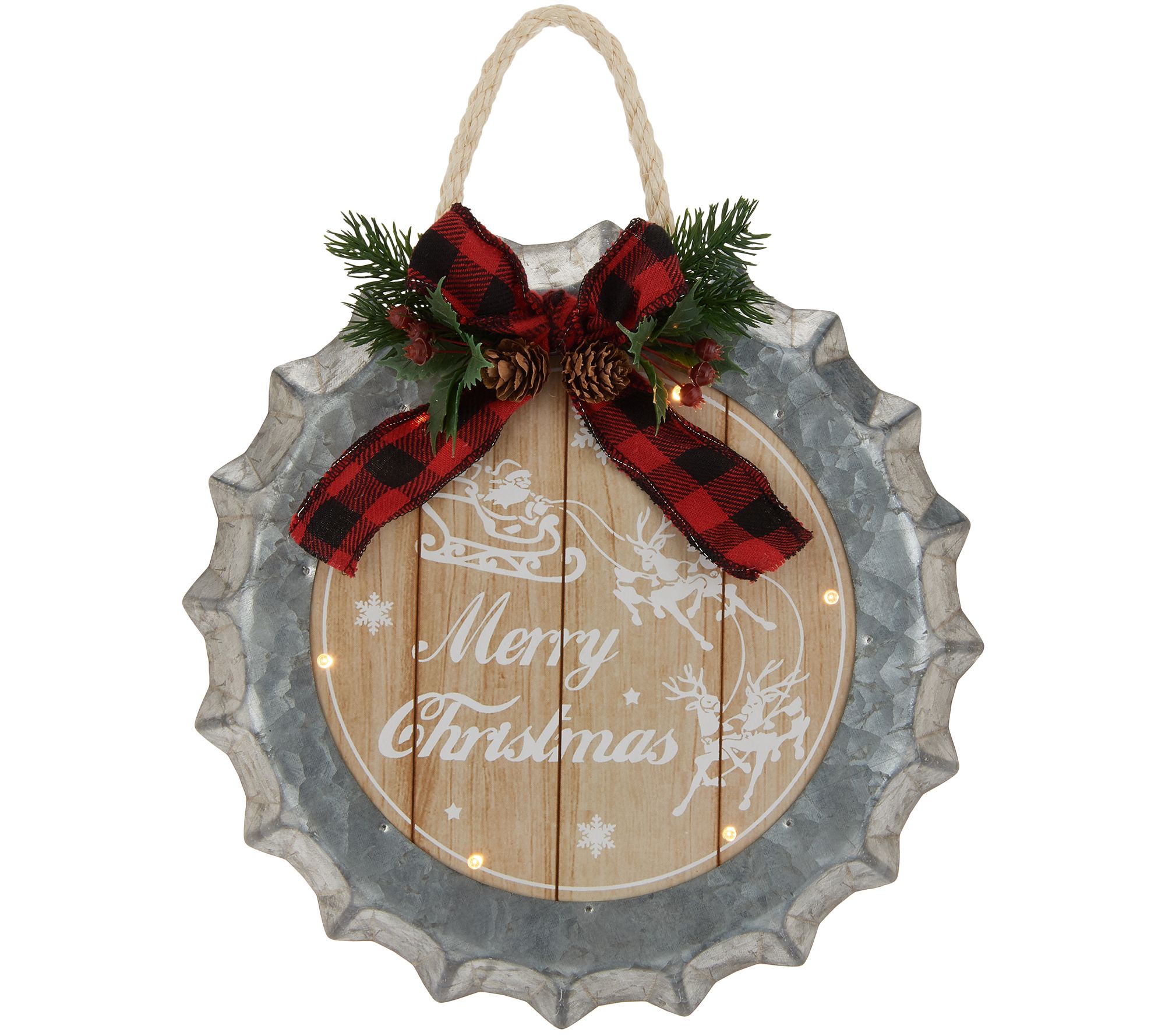 Plow & Hearth Vintage Metal Bottlecap Holiday Wall Art