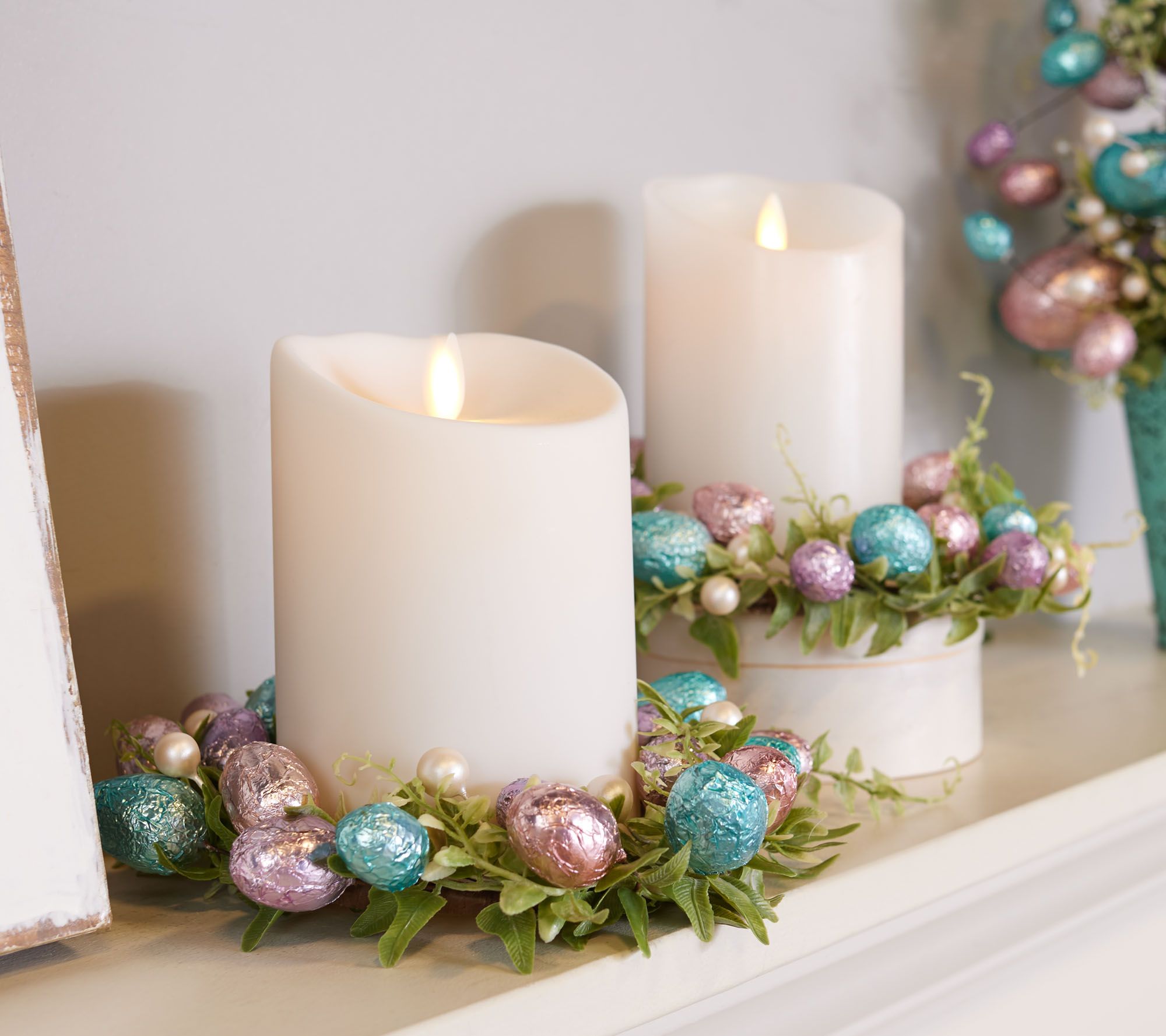 Set of 2 Metallic Foil Egg Candle Rings by Valerie - QVC.com