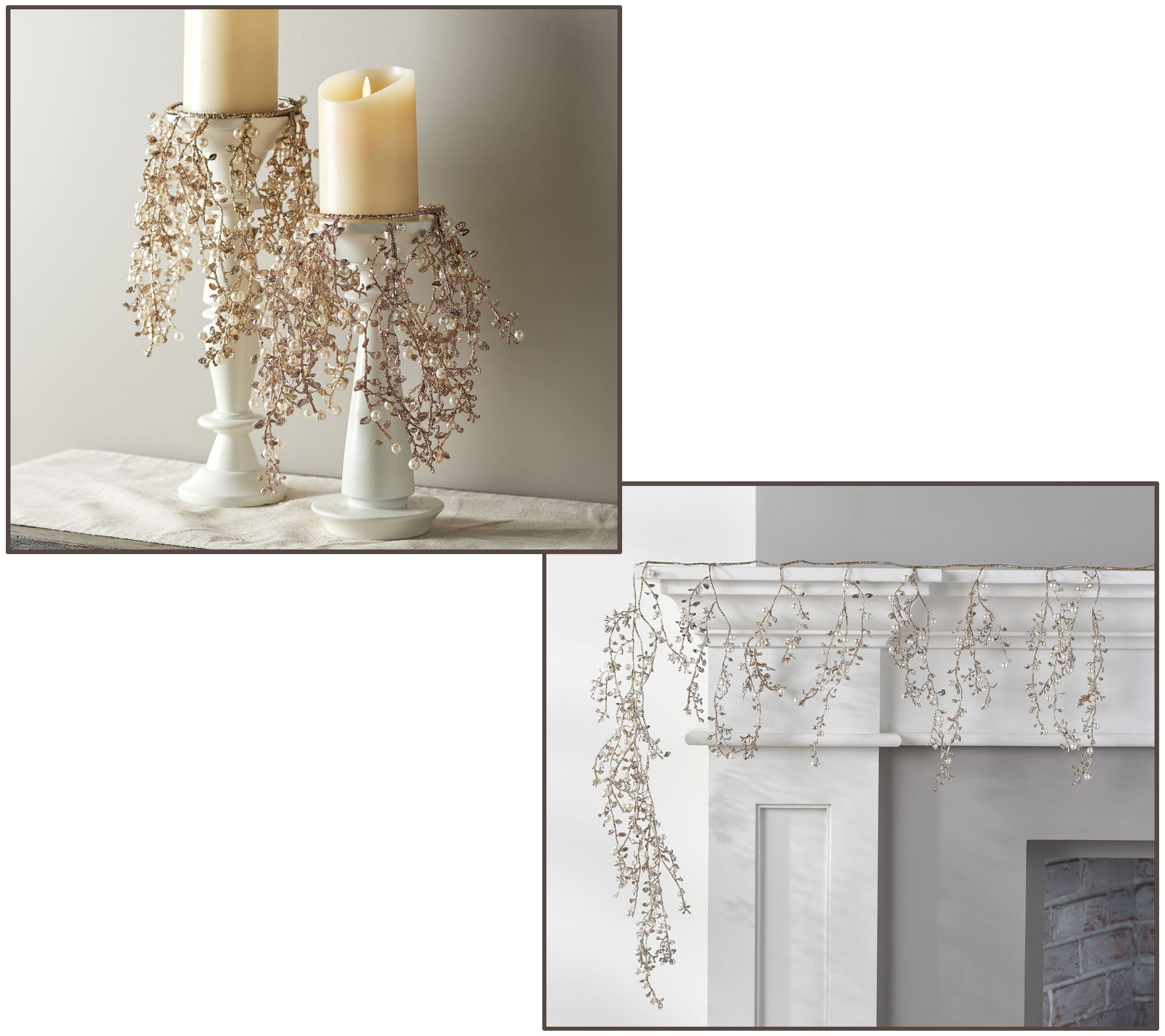 Cascading Pearl Candle Rings or Garland by Valerie - QVC.com