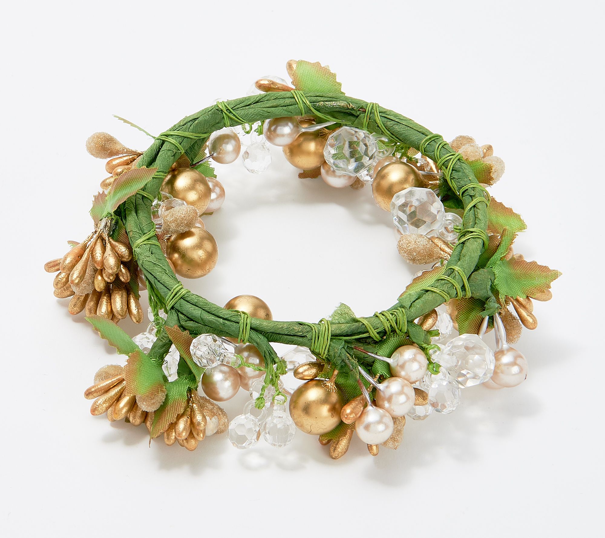 "As Is" Set of 3 Beaded and Pearl Candle Rings by Valerie