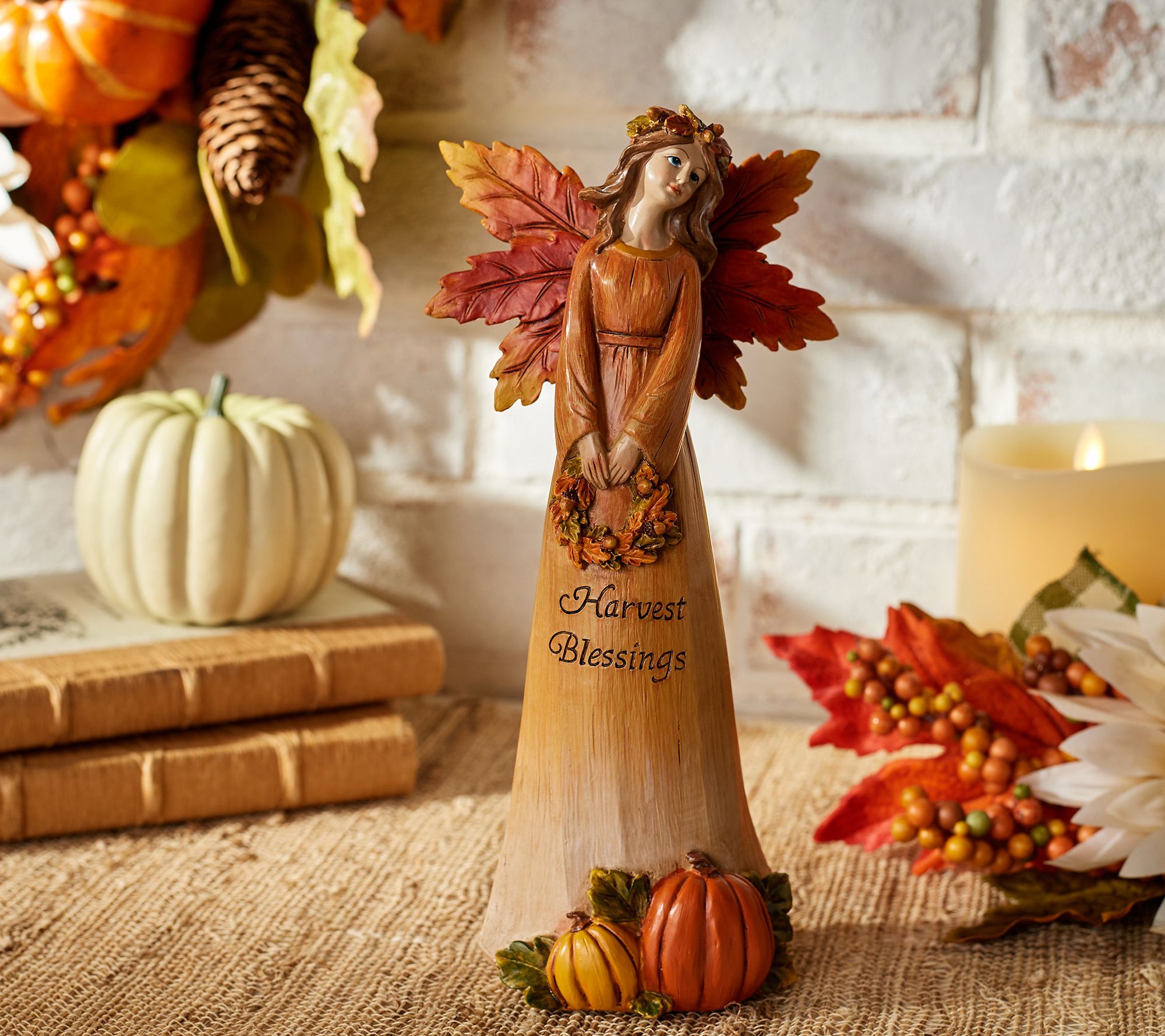 "As Is" 10" Autumn Harvest Angel Figurine by Valerie