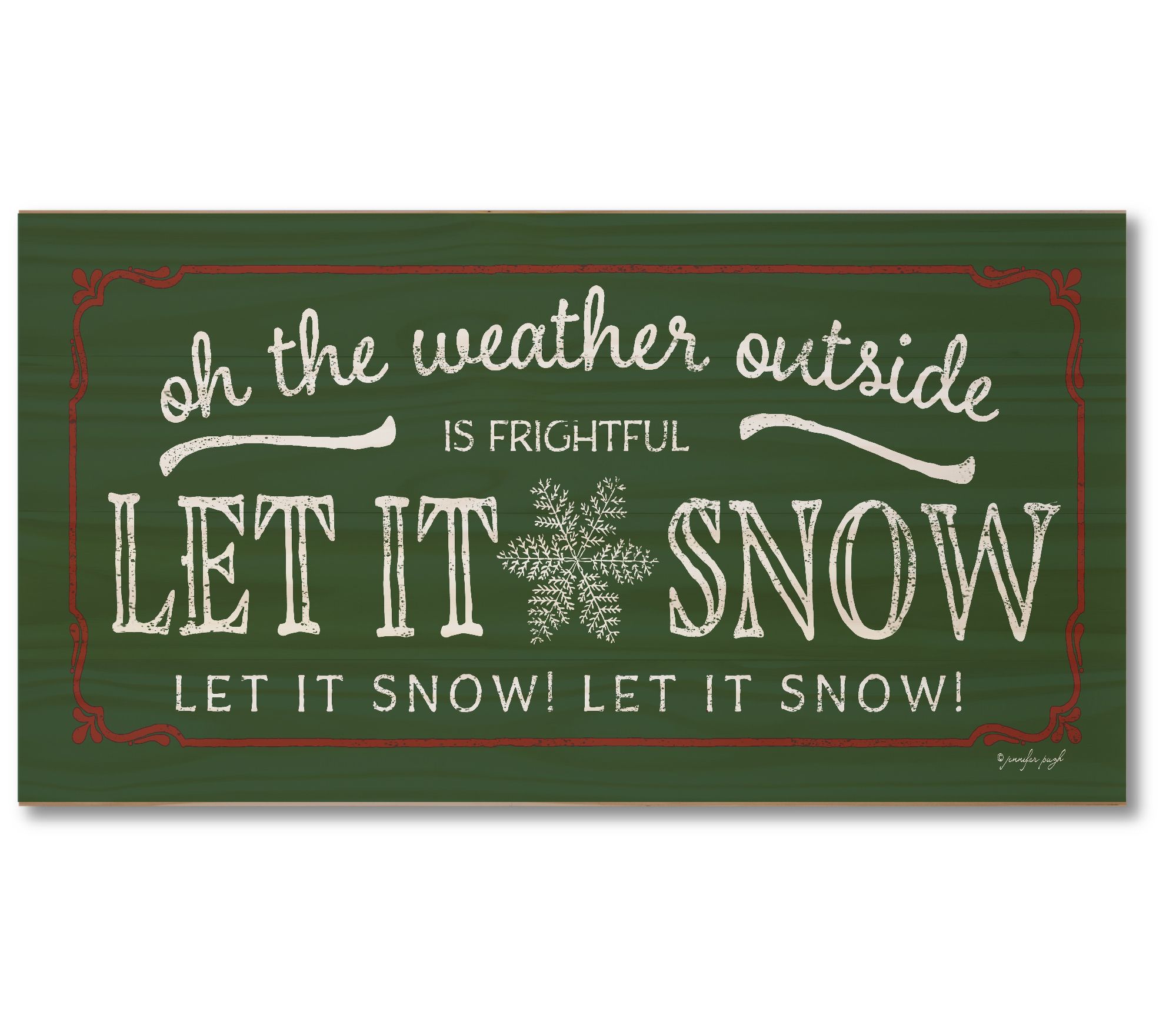 Courtside Market Let It Snow Green 12x24 Wood Sgn