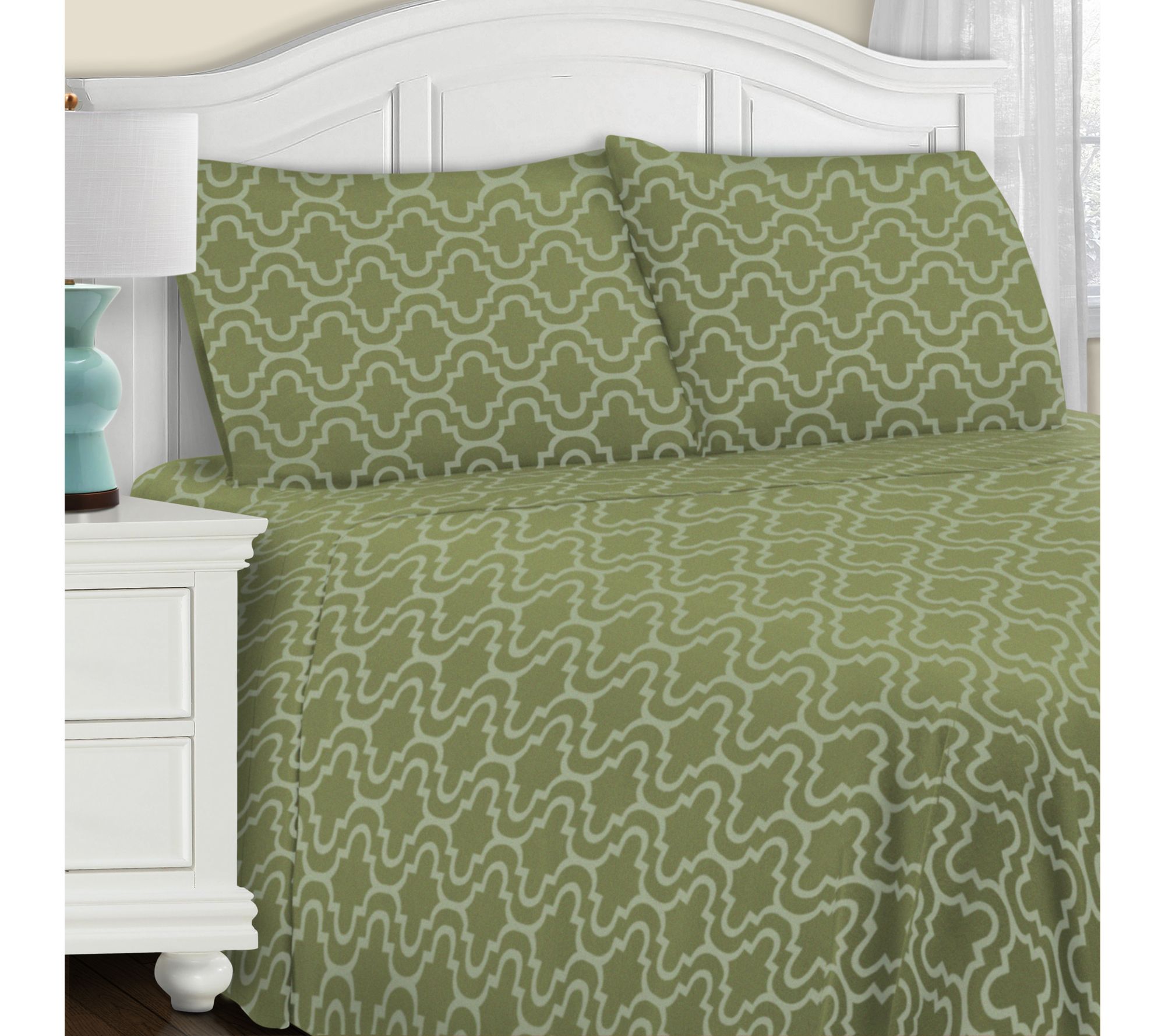 Superior Cotton Flannel Trellis Deep Pocket She et Set, Twin