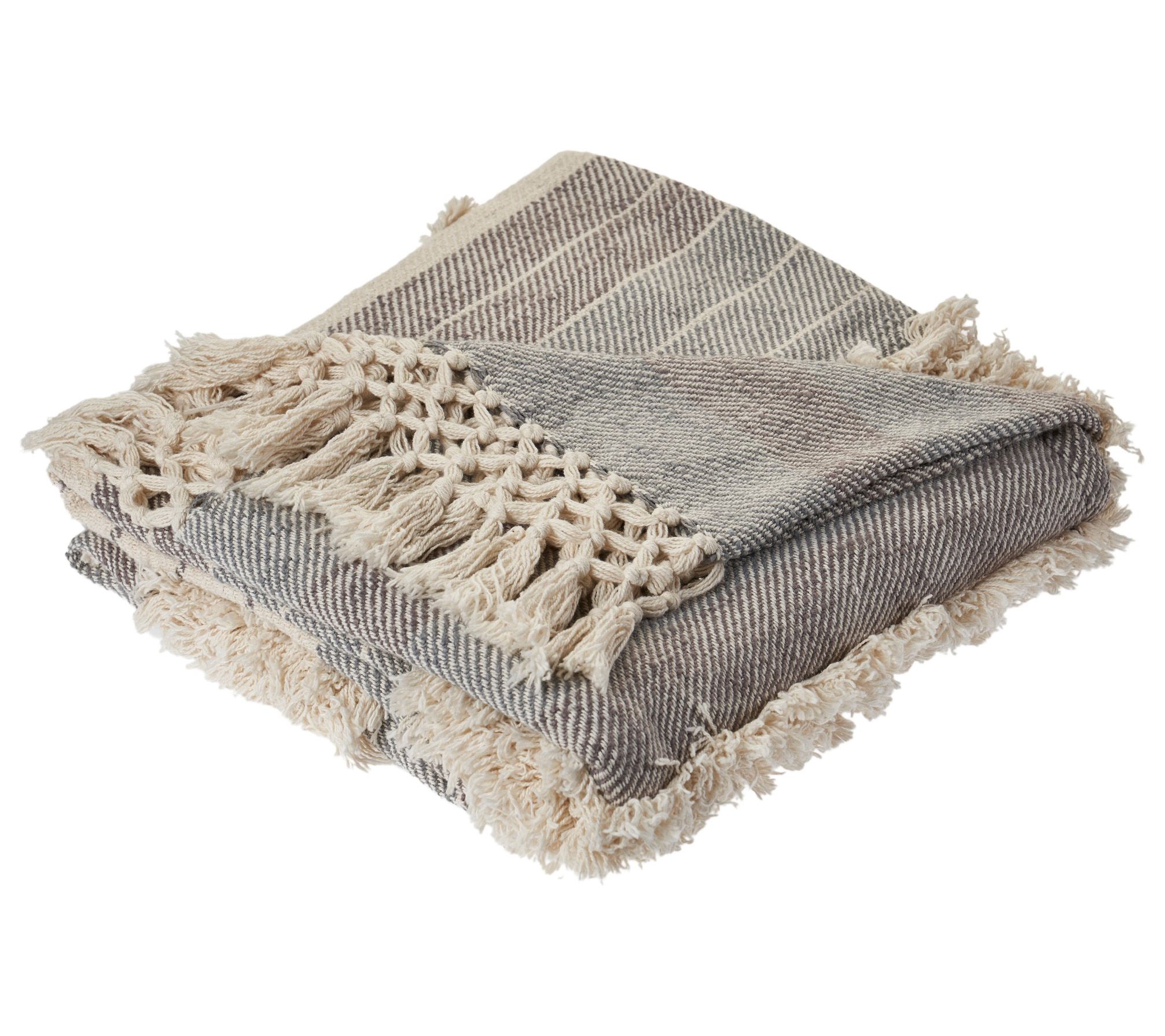 Ox Bay Trading Neutral Eclectic Overtufted Throw Blanket