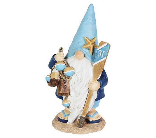 Exhart Solar Beach Gnome with Paddle Statue