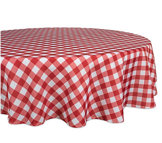 Design Imports Check Outdoor Tablecloth 60" Round