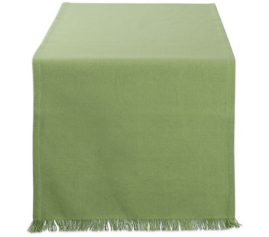 Design Imports Solid Heavyweight Fringed Table  Runner 14"x108