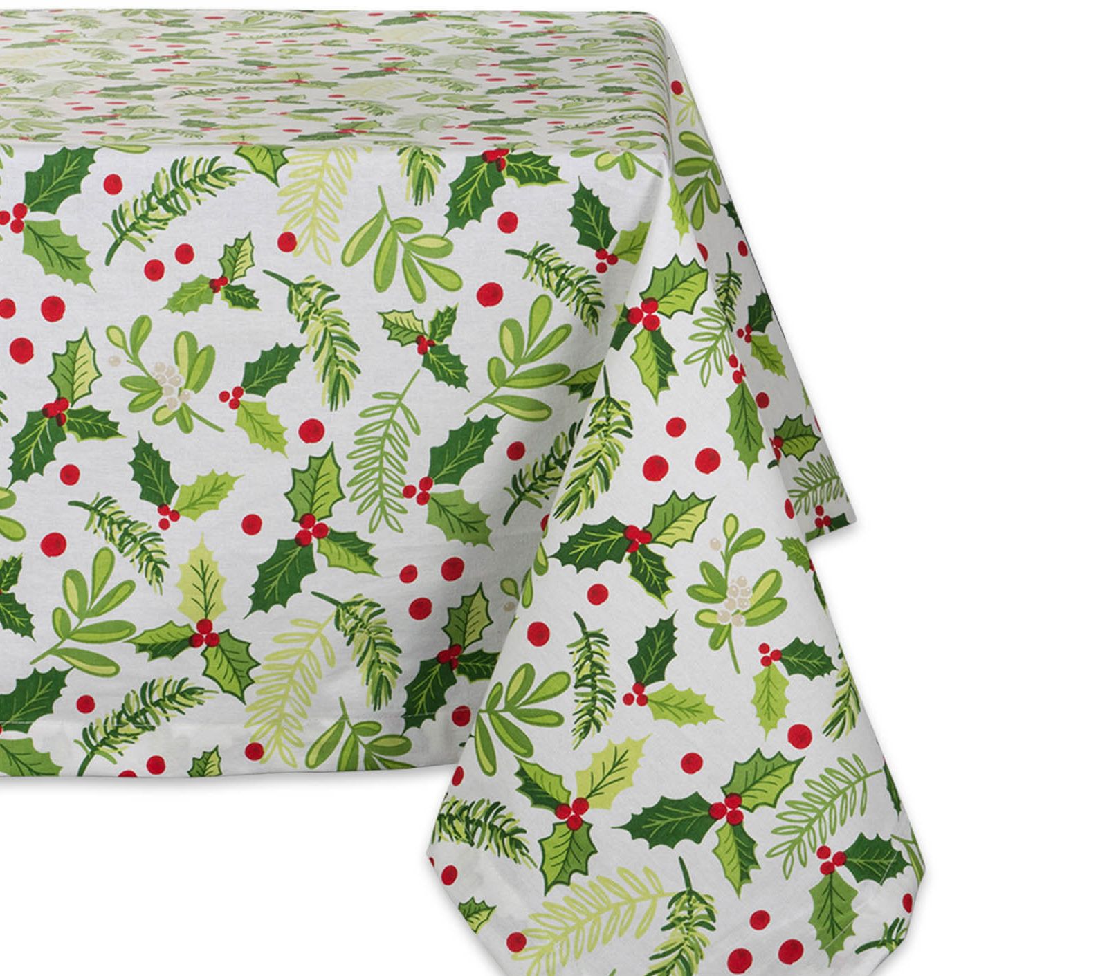 Design Imports Boughs of Holly Print Tablecloth52" x 52"